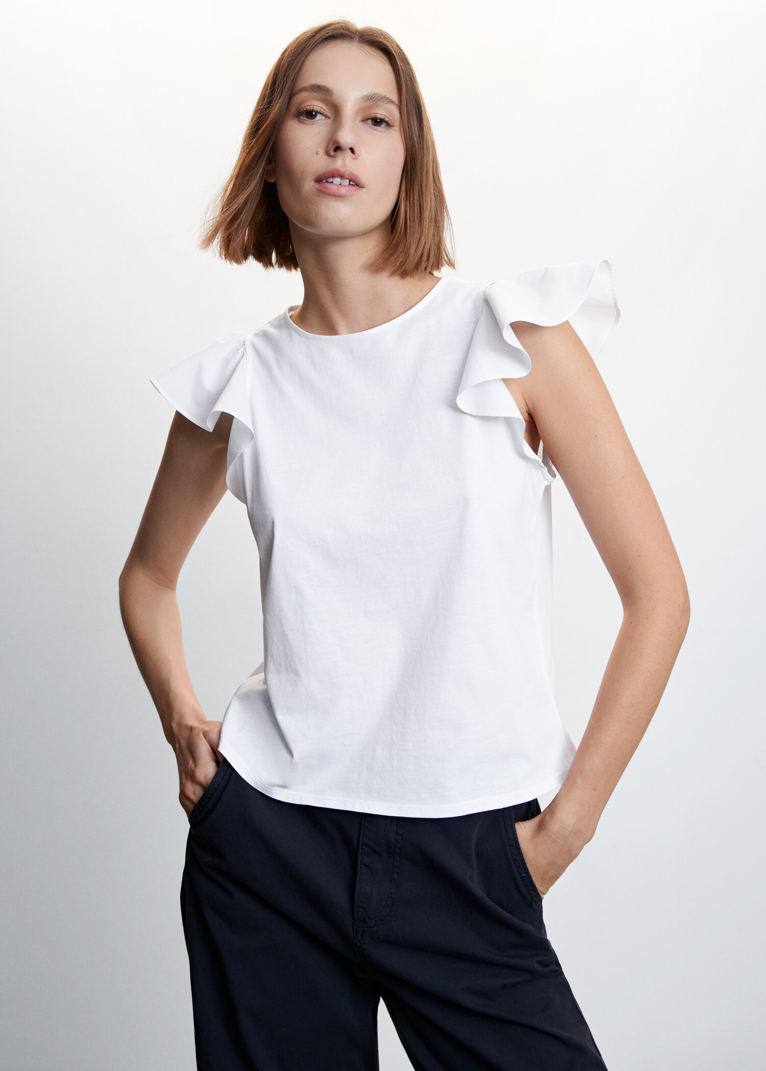 Ruffled sleeve T-shirt - Medium plane