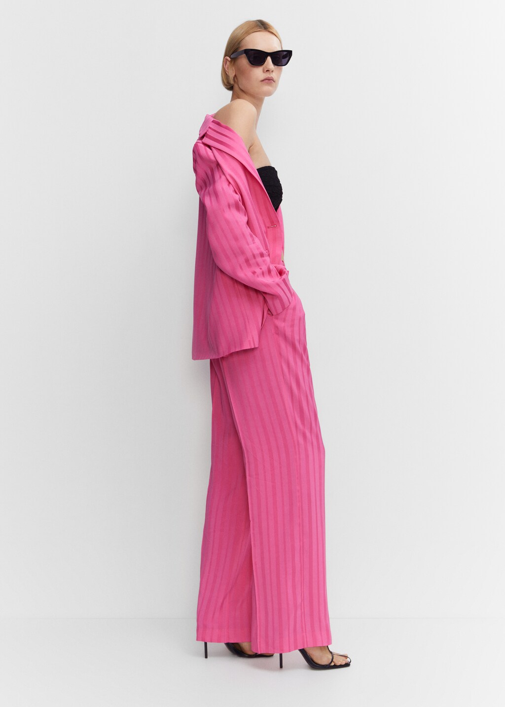 Pants with satin stripe detail - Women | MANGO OUTLET USA