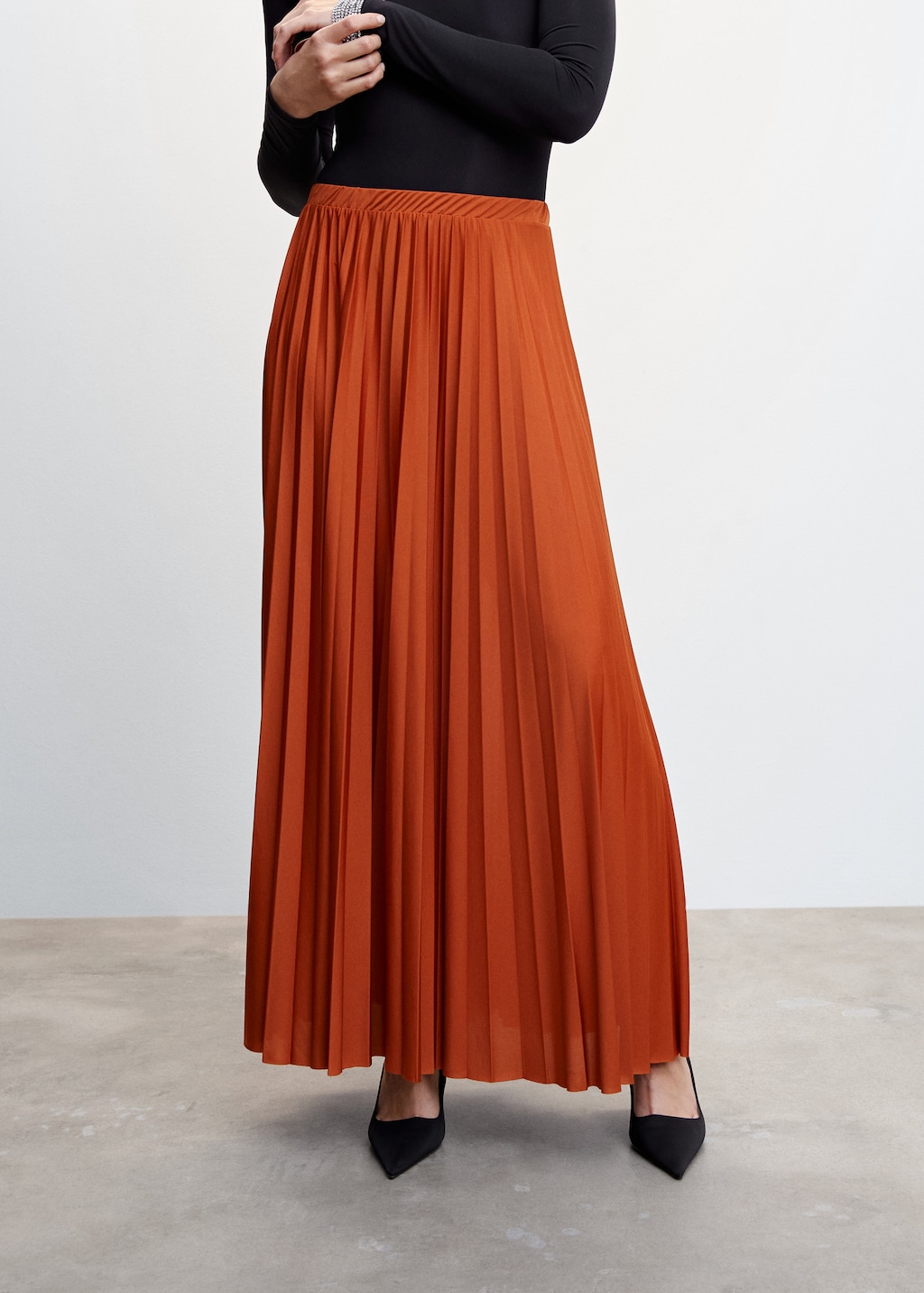 Jupe longue plissée orange hotsell