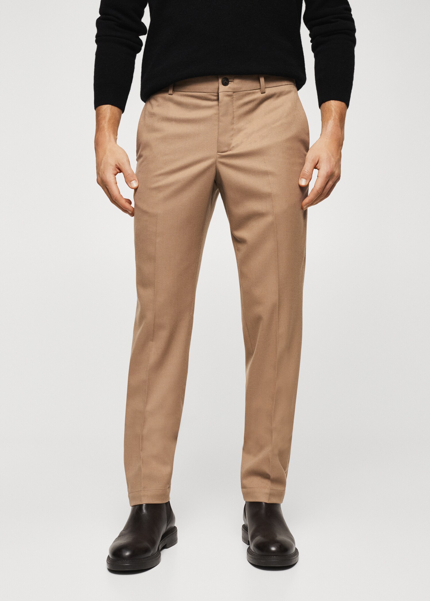 Slim-fit wool trousers - Medium plane