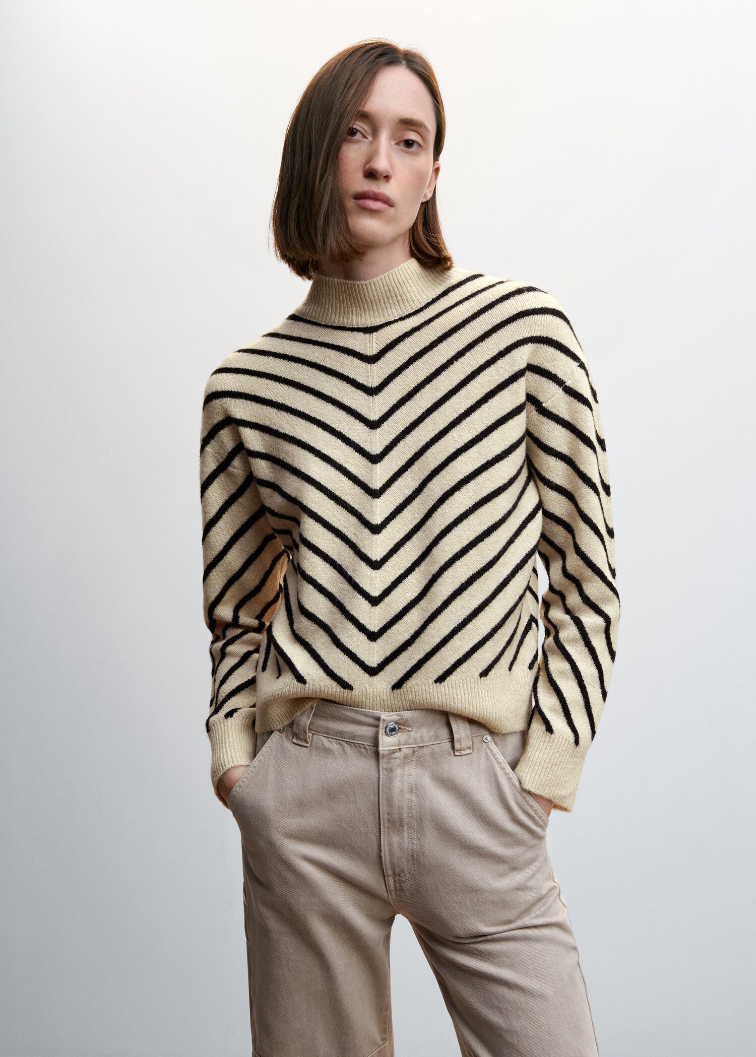 Perkins-neck stripe-print sweater  - Medium plane
