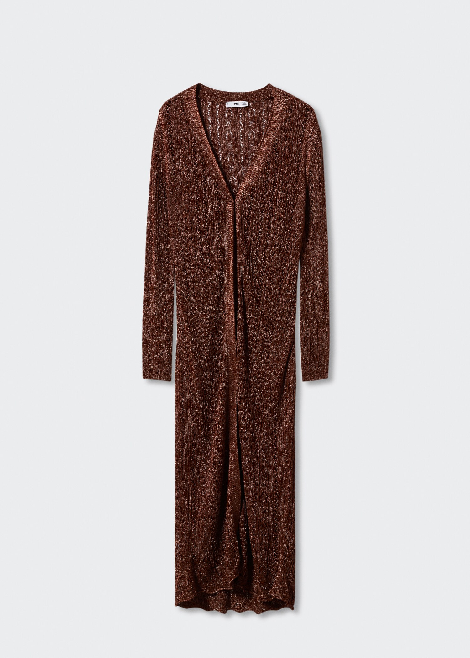 Lång hålstickad cardigan - Artikel utan modell