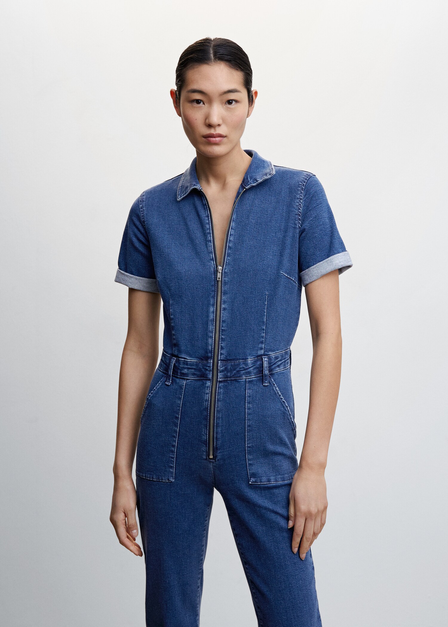 Denim jumpsuit with zipper - Medium plane