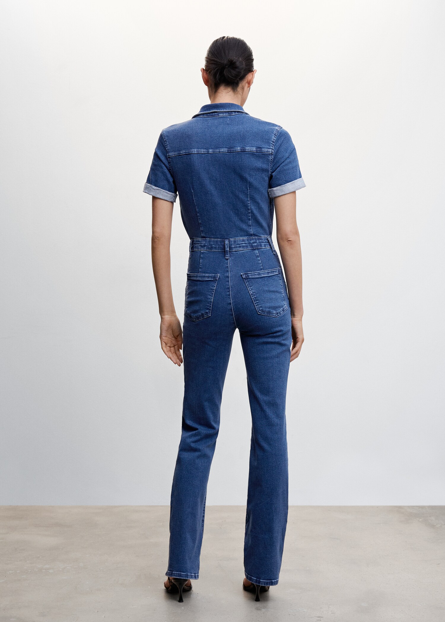 Denim zipper jumpsuit - Reverse of the article