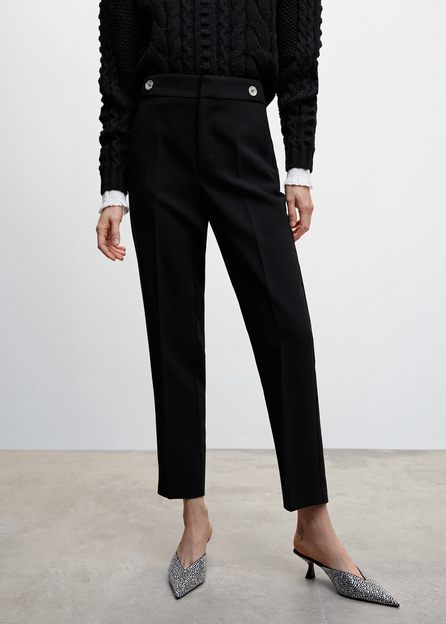 Buttons straight-fit trousers - Medium plane