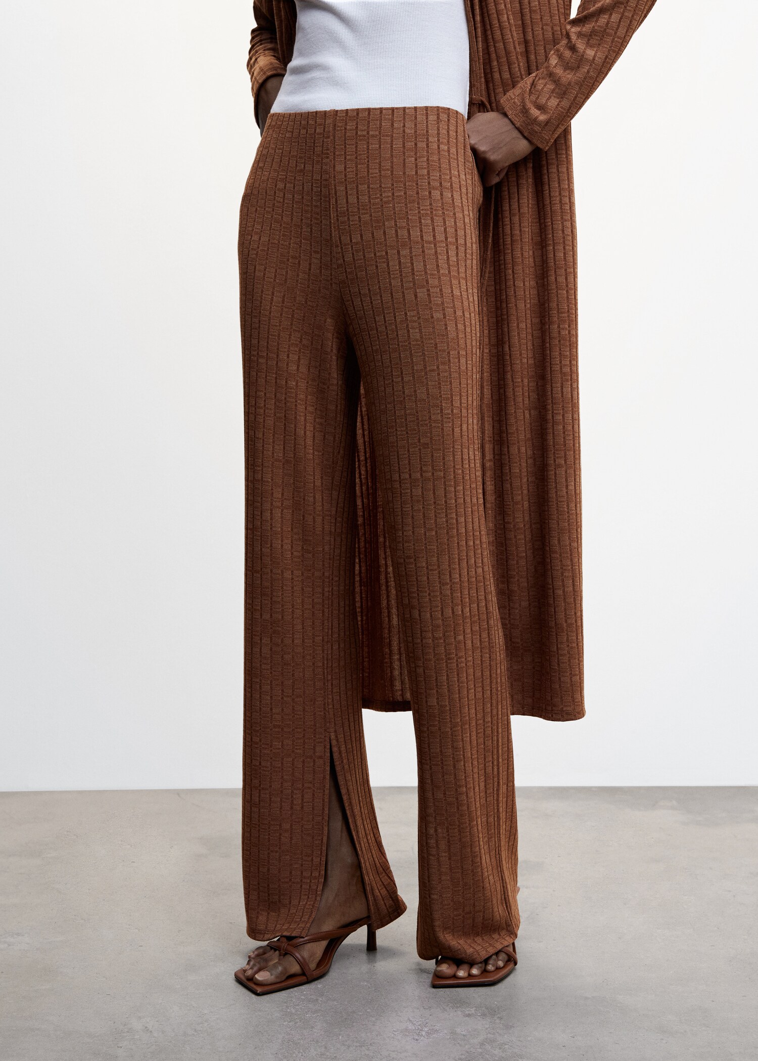 Ribbed knit trousers - Medium plane