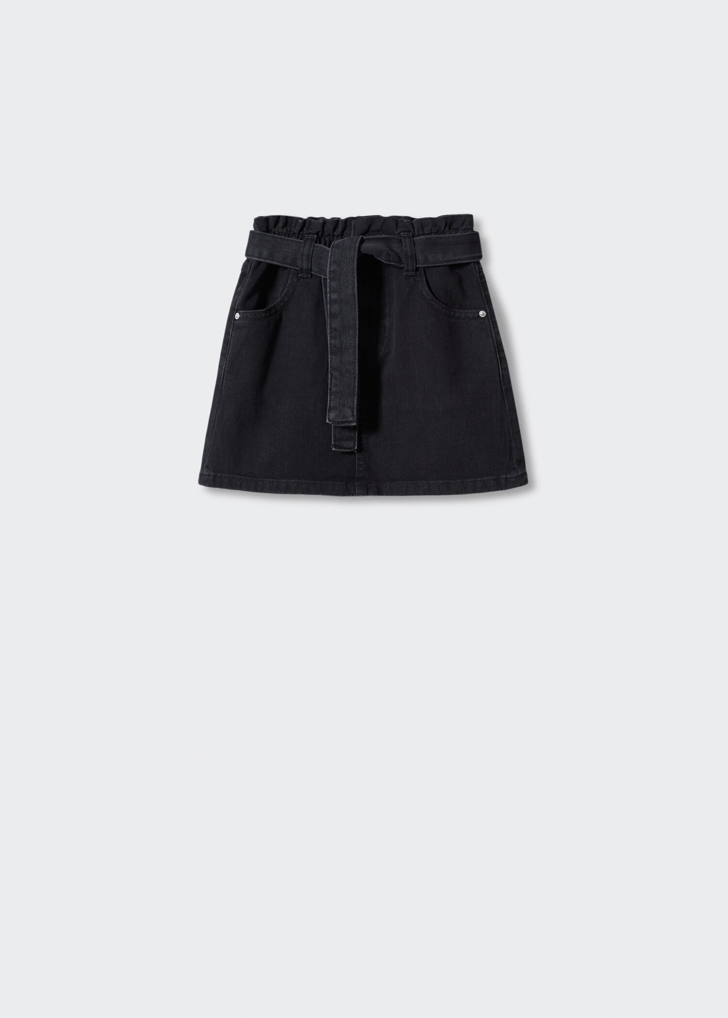 Denim miniskirt with drawstring  - Article without model