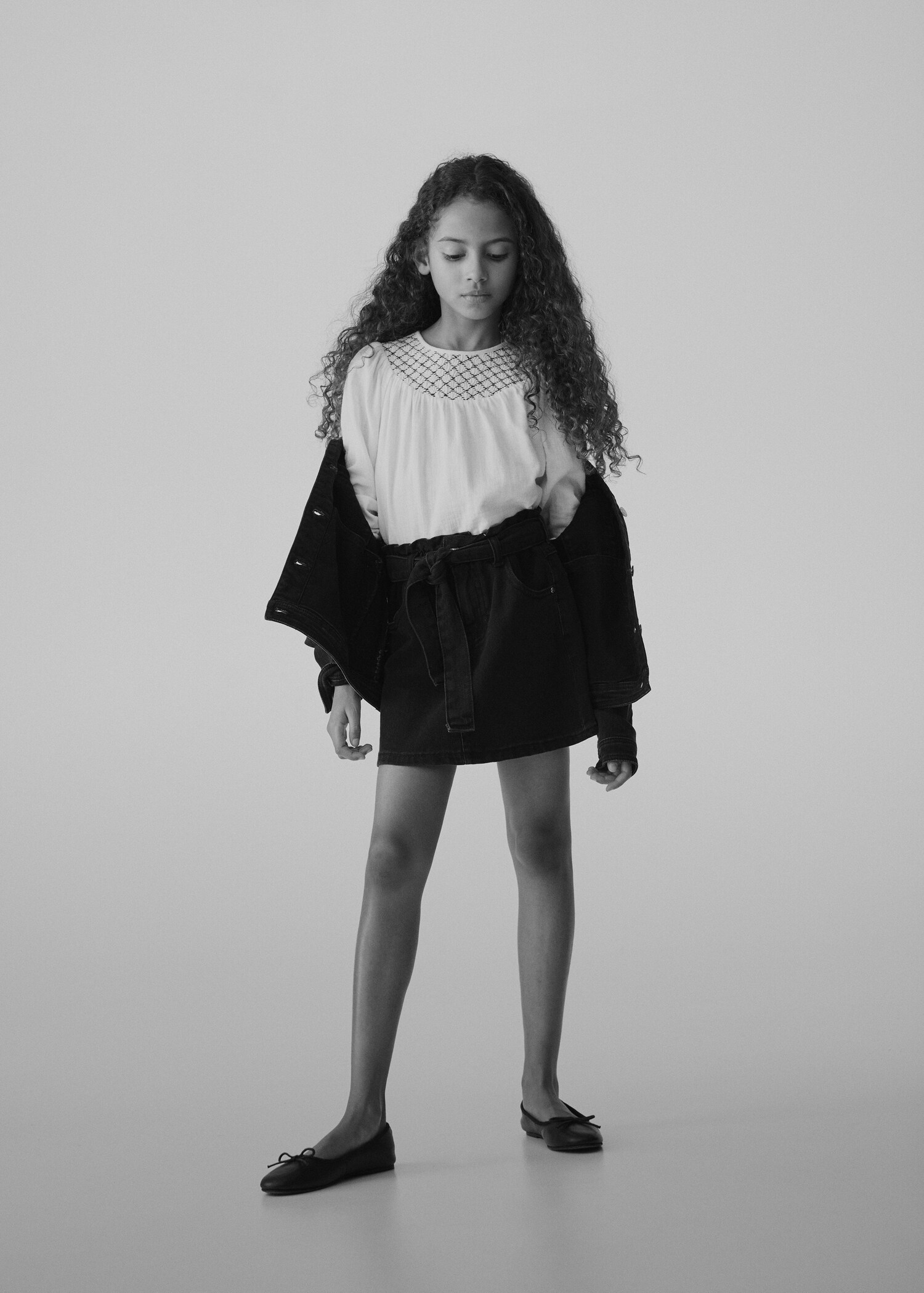 Denim miniskirt with drawstring  - Details of the article 6