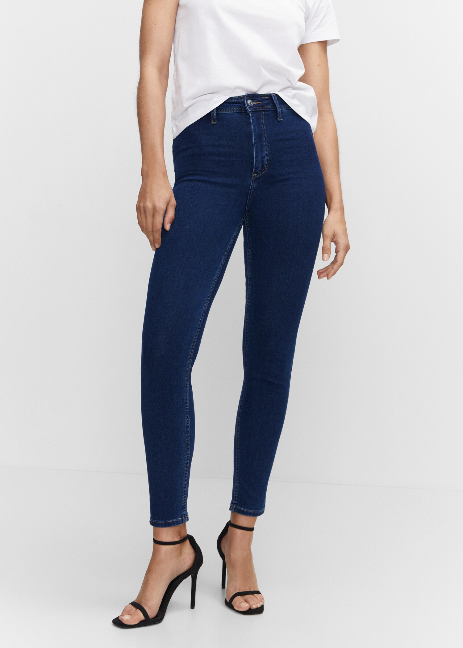 High-waist cotton-blend jeggings - Medium plane