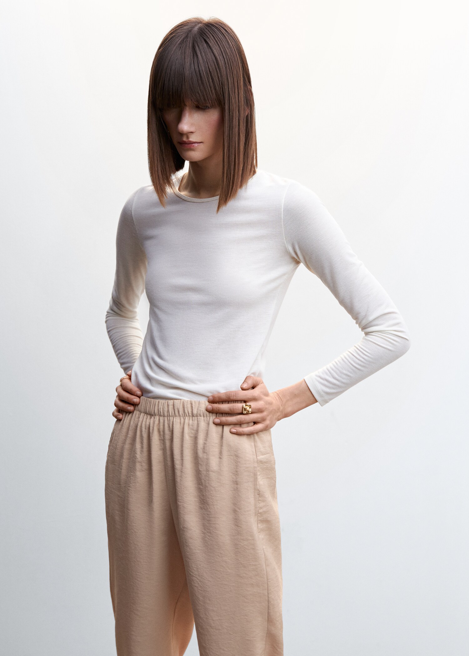 Drawstring waist modal pants - Details of the article 1