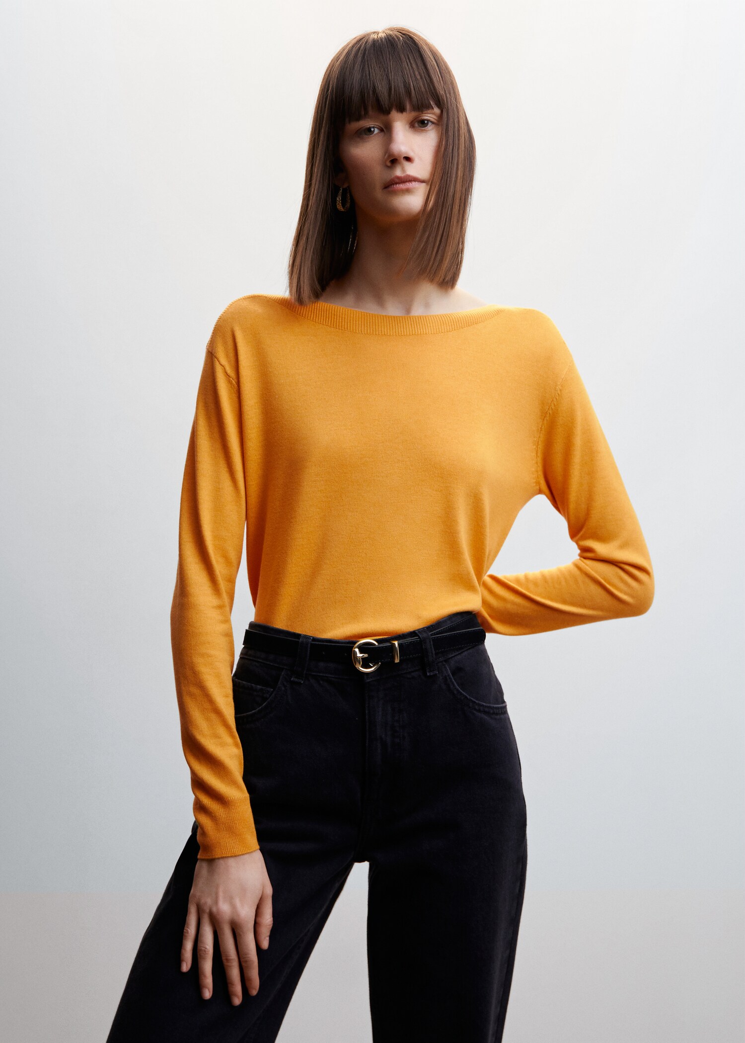 Fine-knit boat-neck sweater - Medium plane