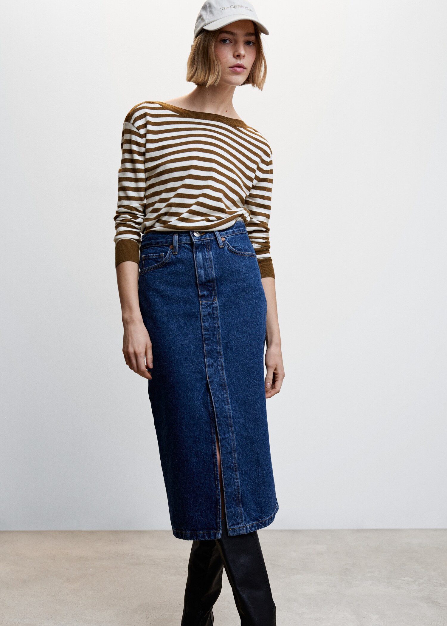 Fine-knit boat-neck sweater - Medium plane