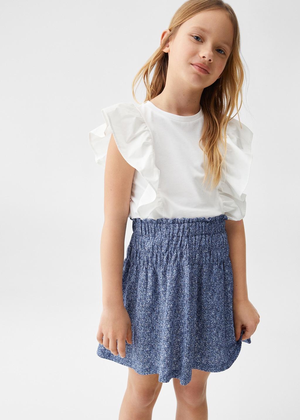 Jupe imprimée froncée