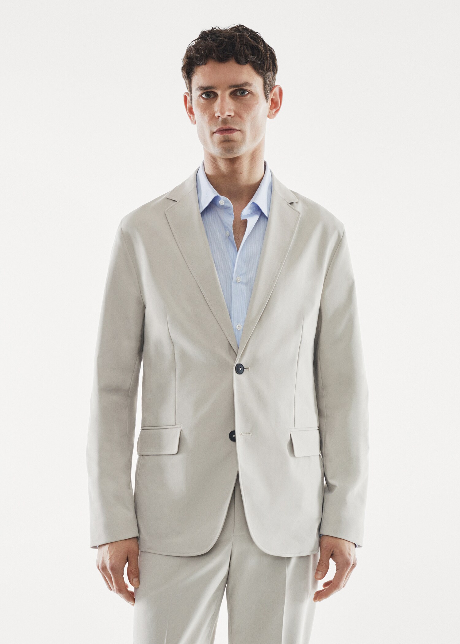 Slim-fit technical suit blazer - Medium plane