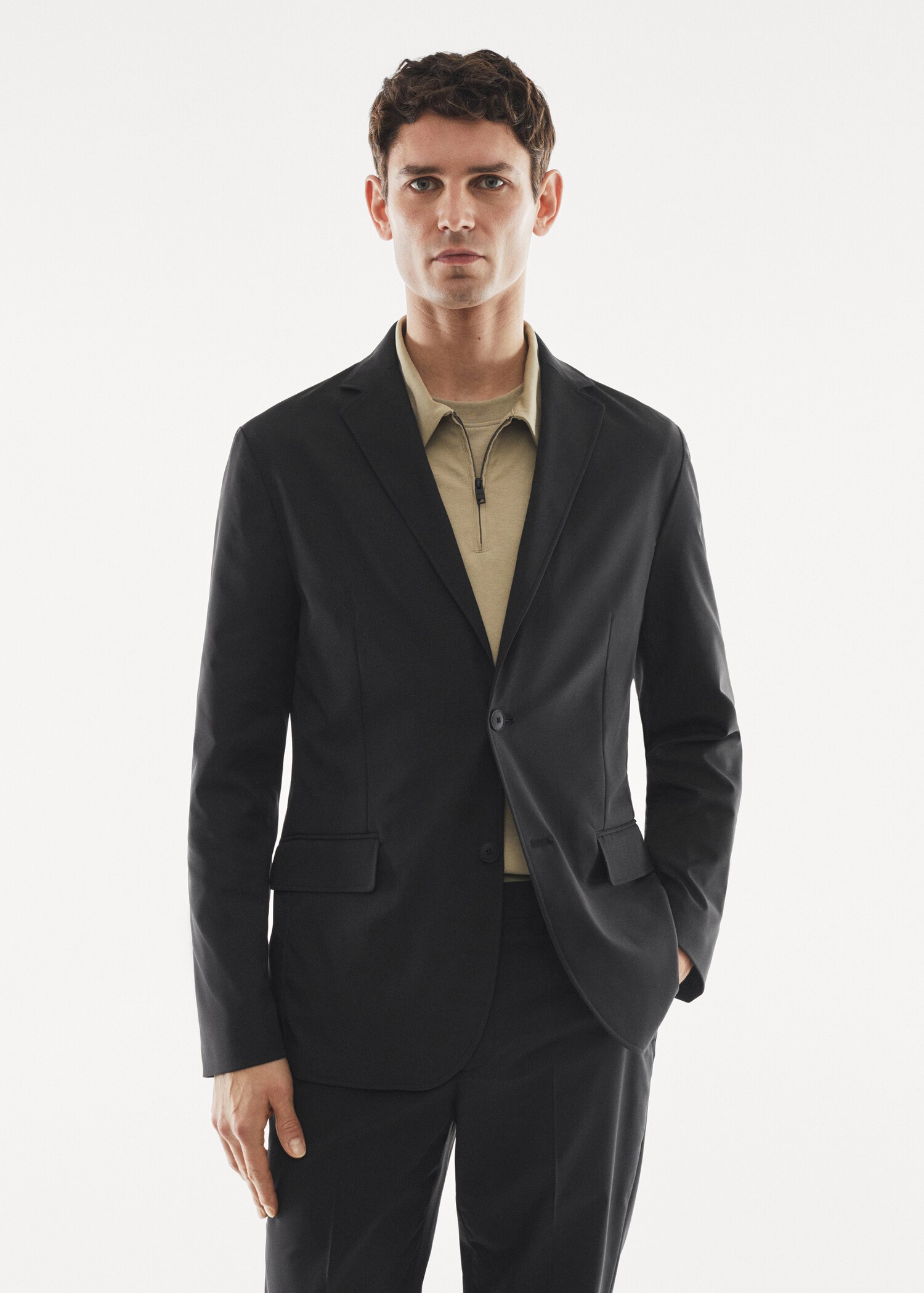 Slim-fit technical suit blazer - Medium plane