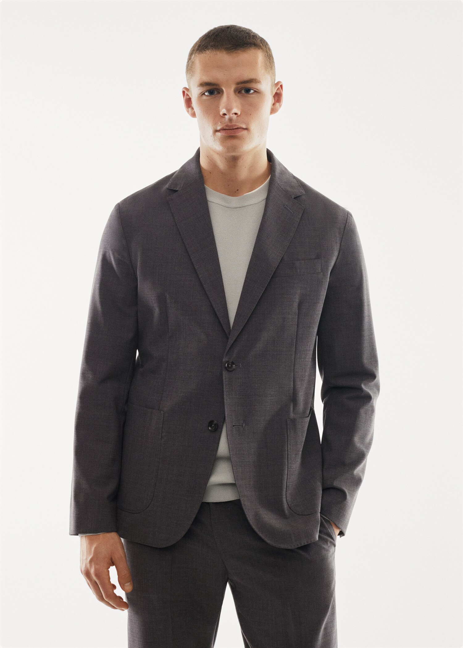 Breathable slim-fit suit blazer - Medium plane
