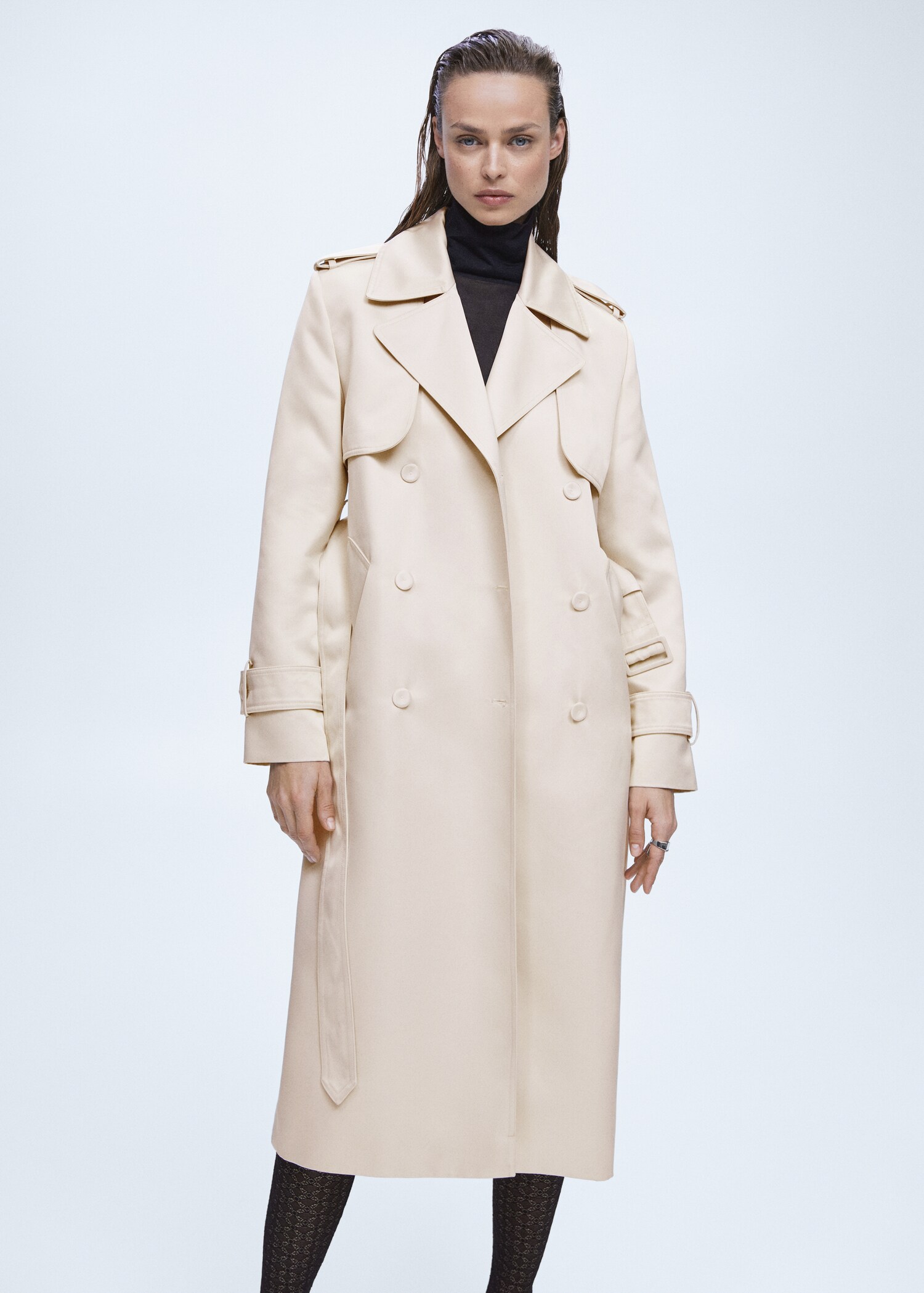 Satin-effect trench coat with belt - Medium plane