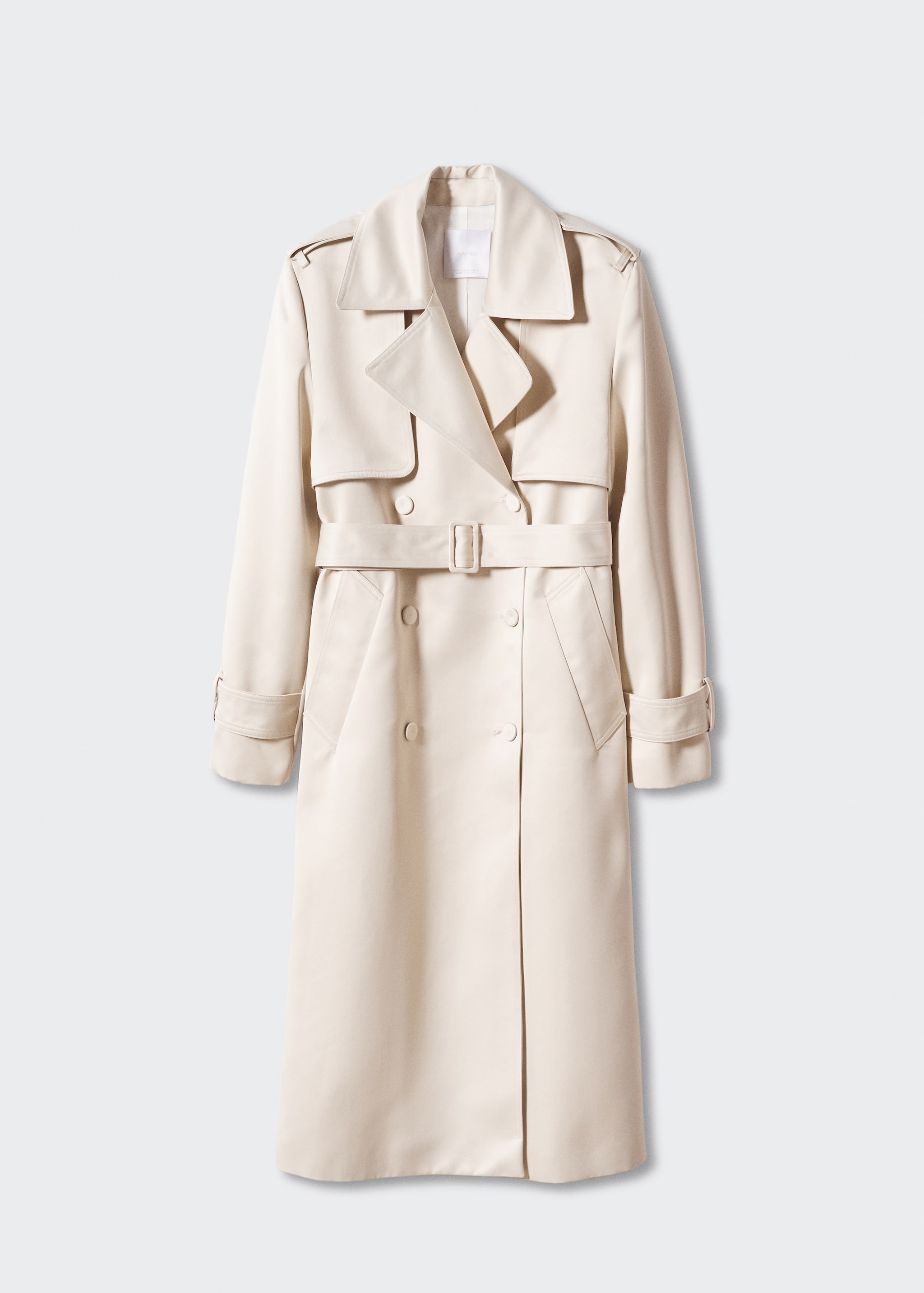 Satin-effect trench coat with belt - Article without model