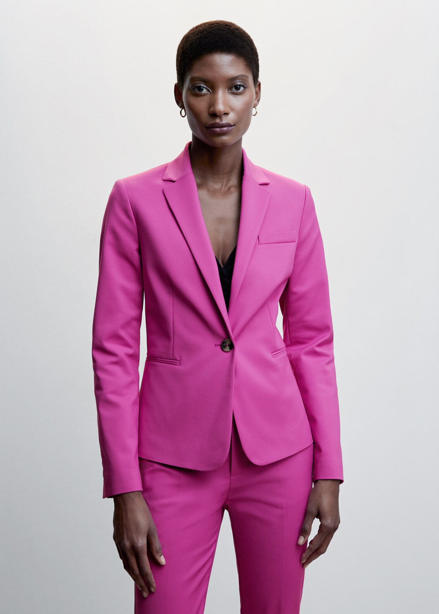 Fitted suit jacket with pocket  - Medium plane