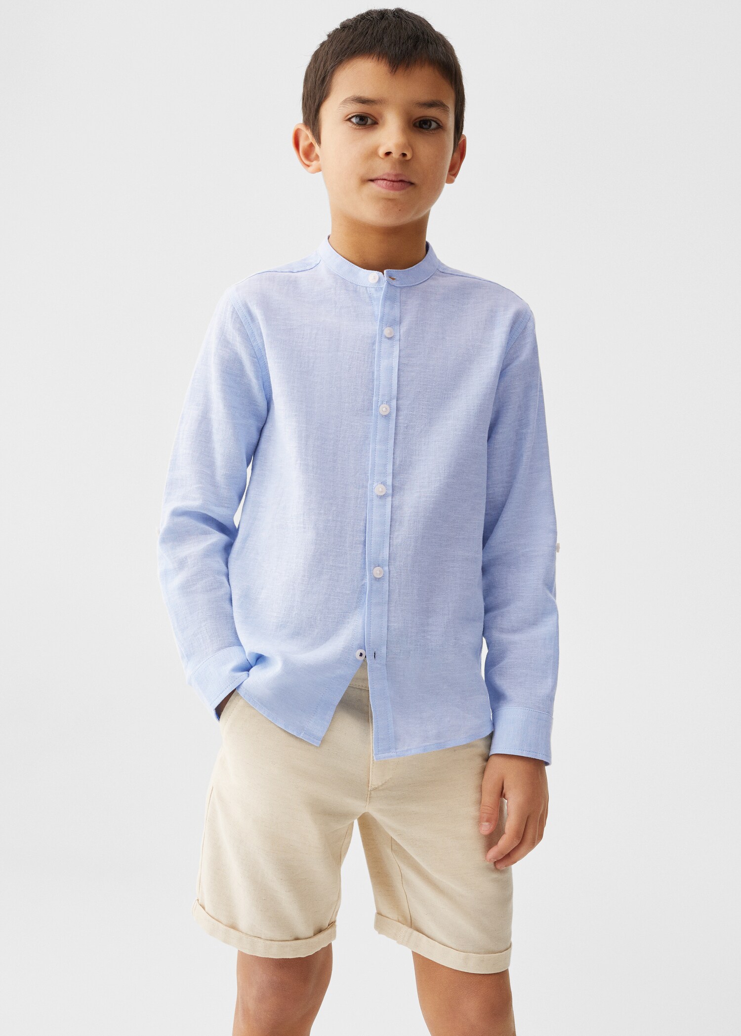 Camisa lino cuello mao - Plano medio