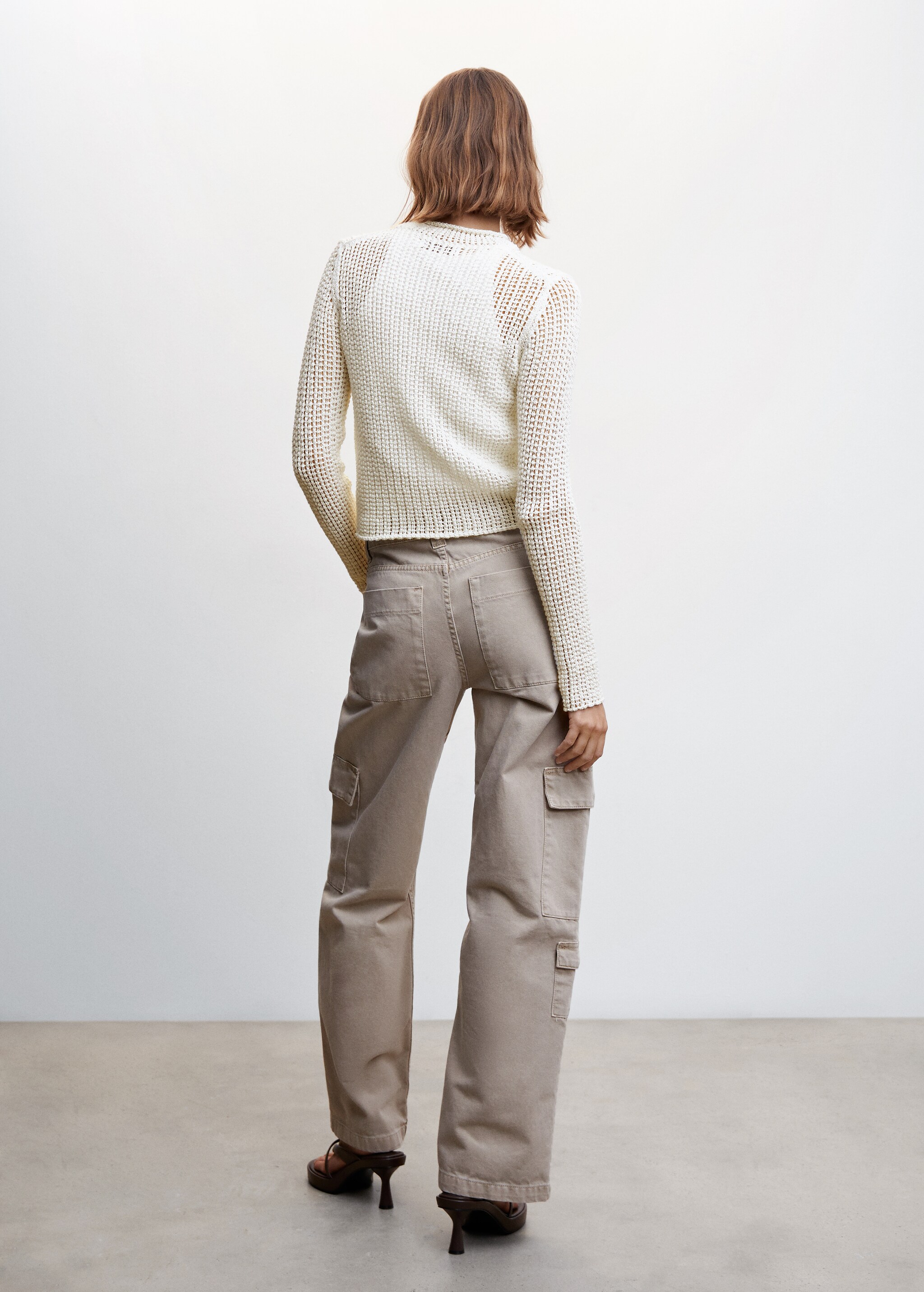 Openwork sweater with perkins collar - Reverse of the article