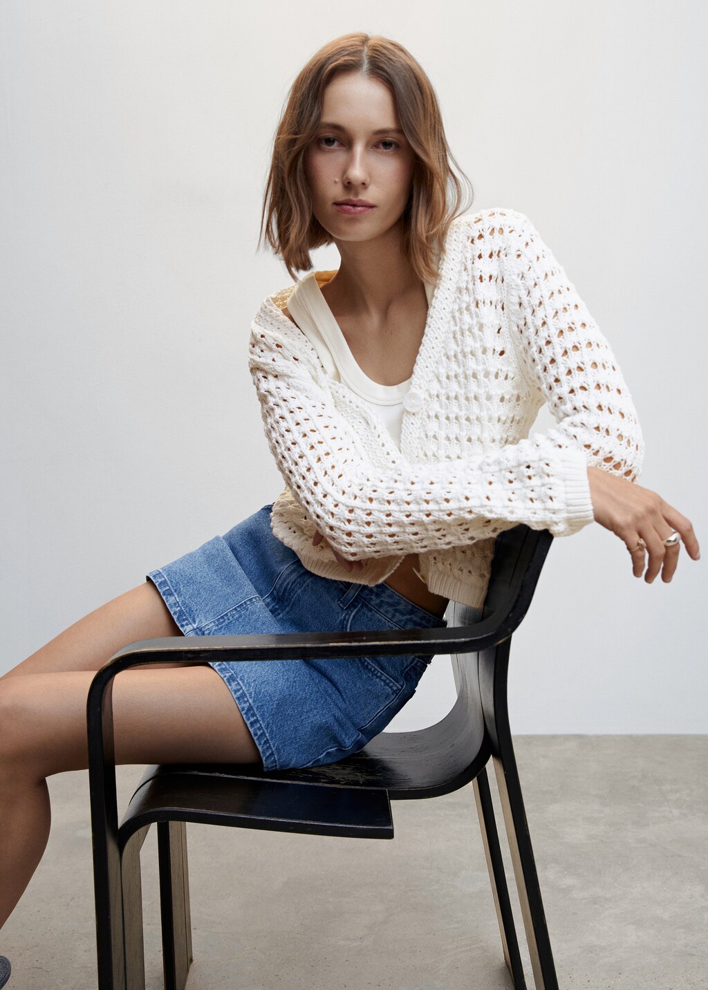 Openwork knit cardigan - Women | MANGO OUTLET USA