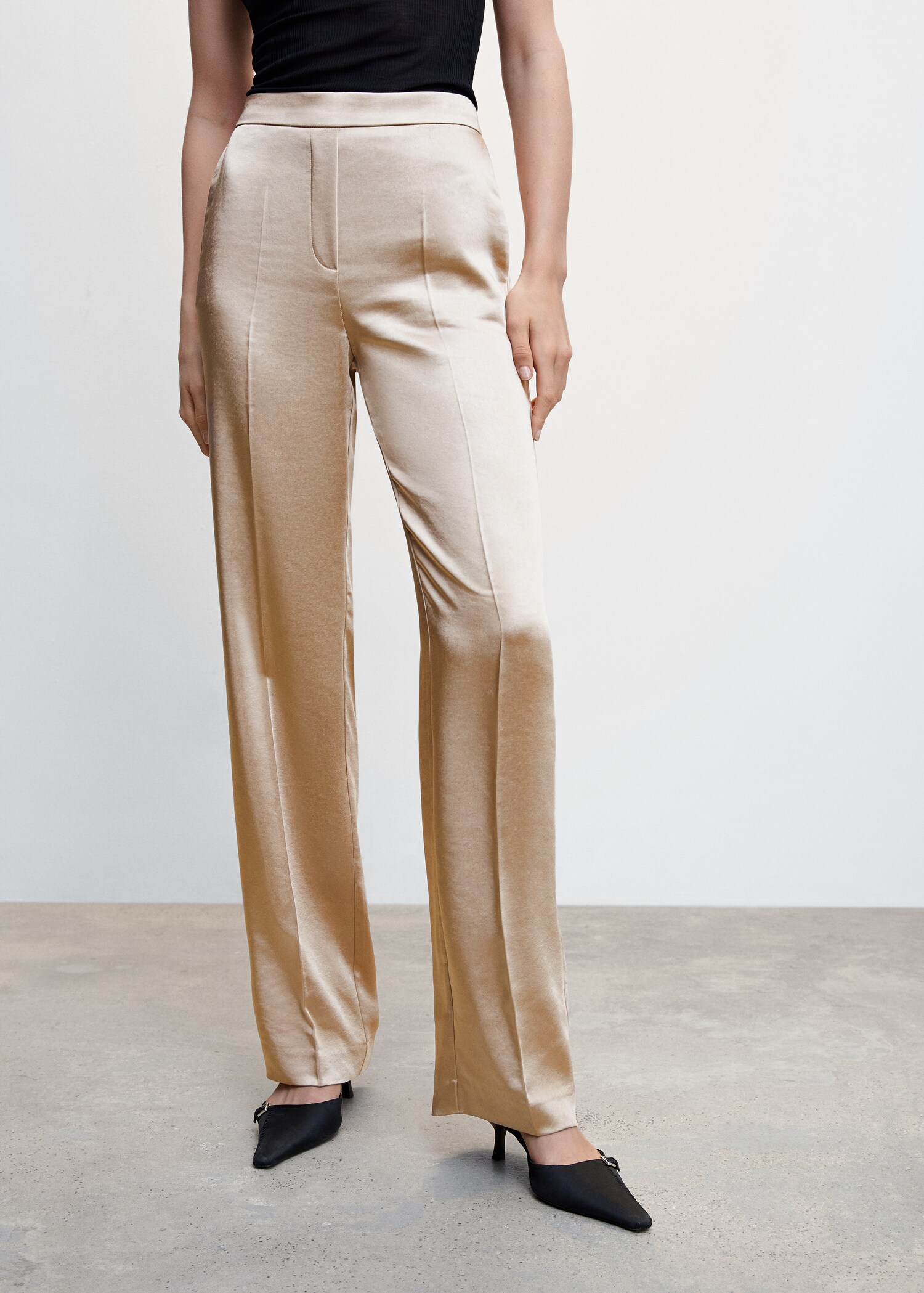 Satin pants with elastic waist - Medium plane