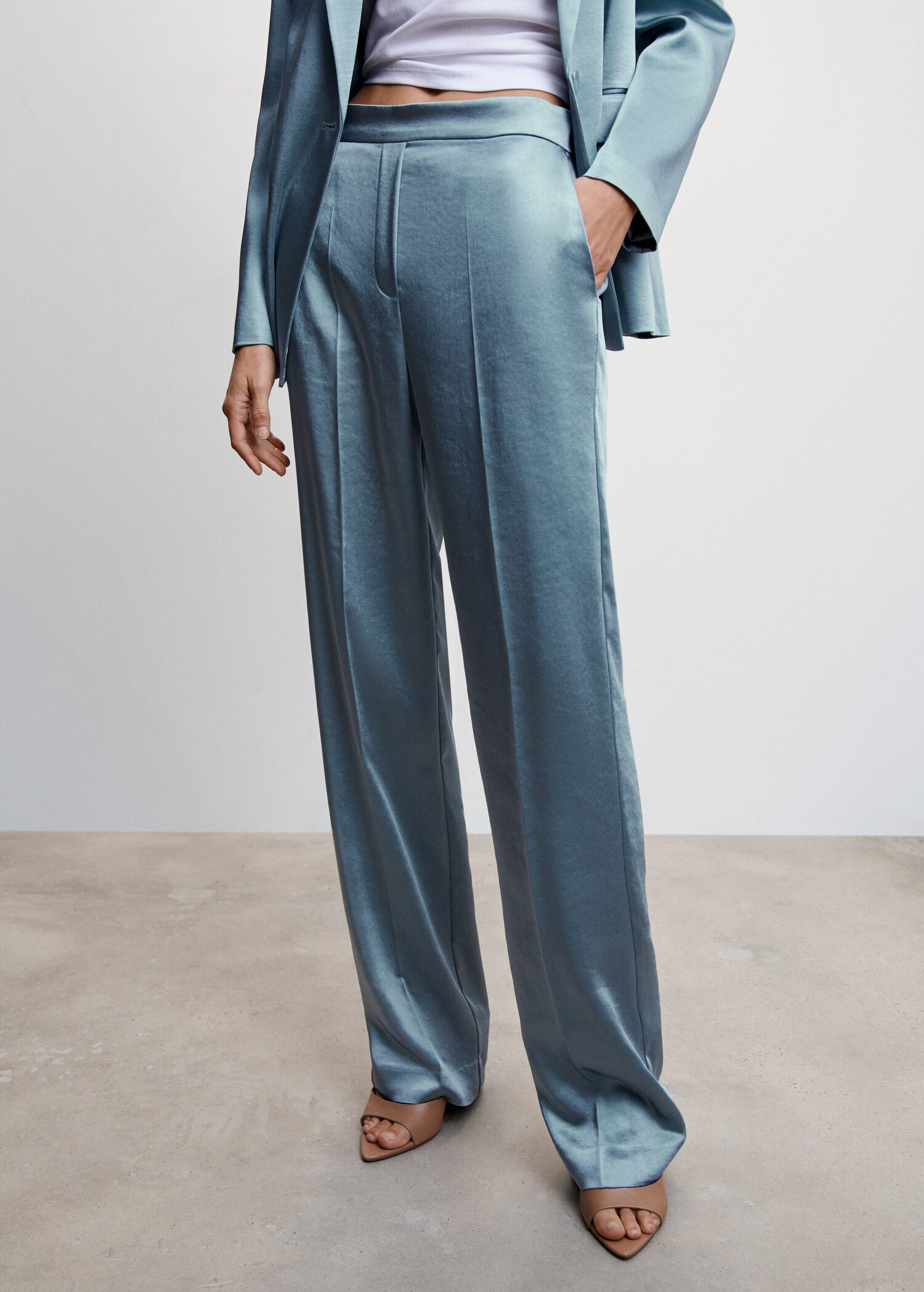 Satin pants with elastic waist - Medium plane