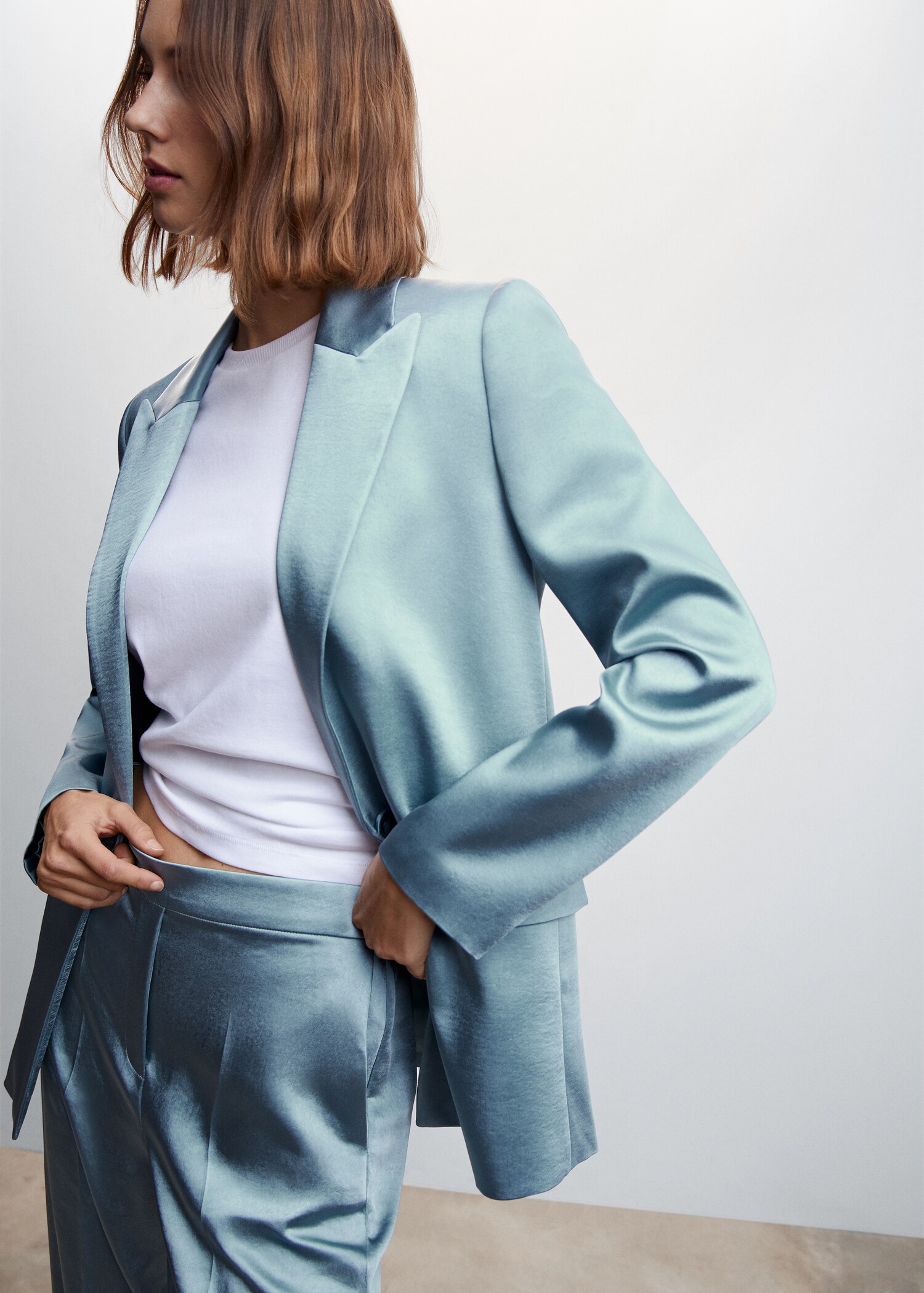 Satin pants with elastic waist - Details of the article 1