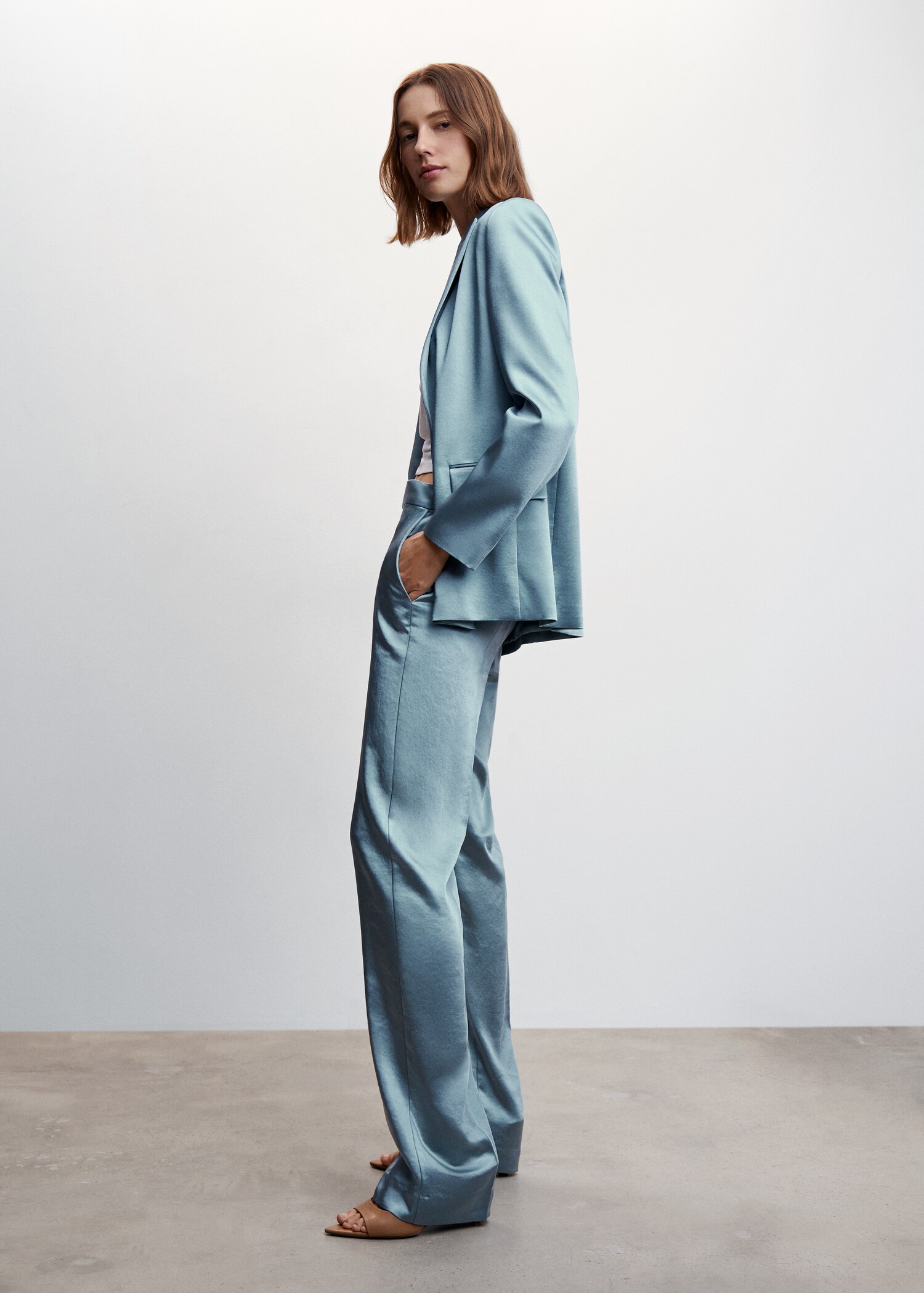 Satin pants with elastic waist - Details of the article 2