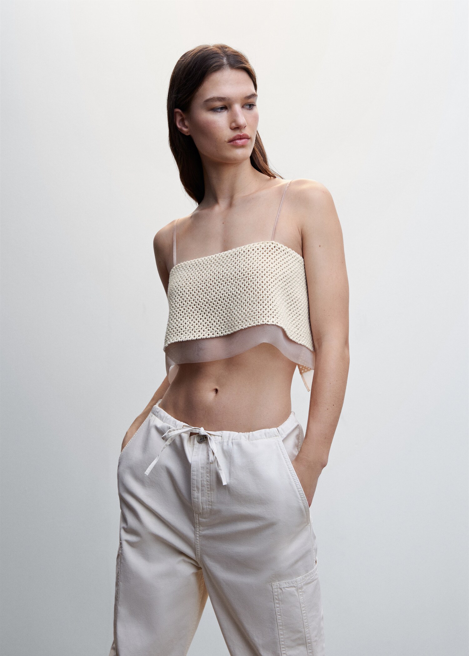 Crop-Top mit Ajourmuster - Mittlere Ansicht