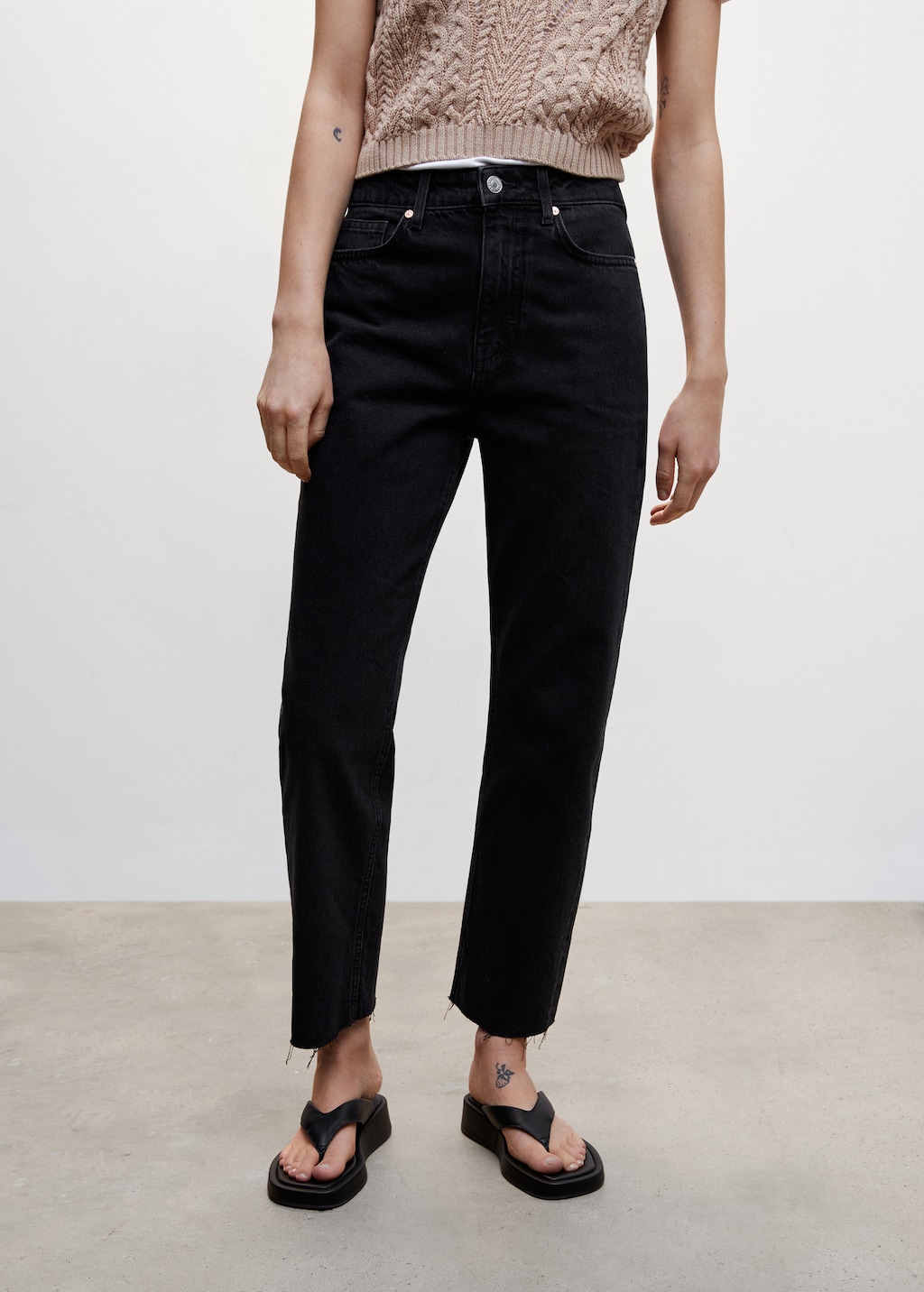 High waist straight jeans