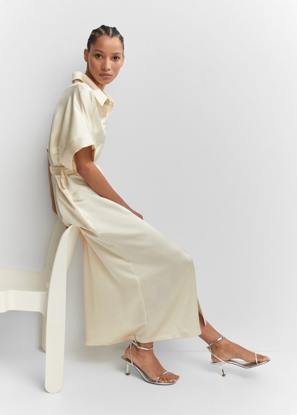 Satin shirt dress - Women | MANGO OUTLET USA