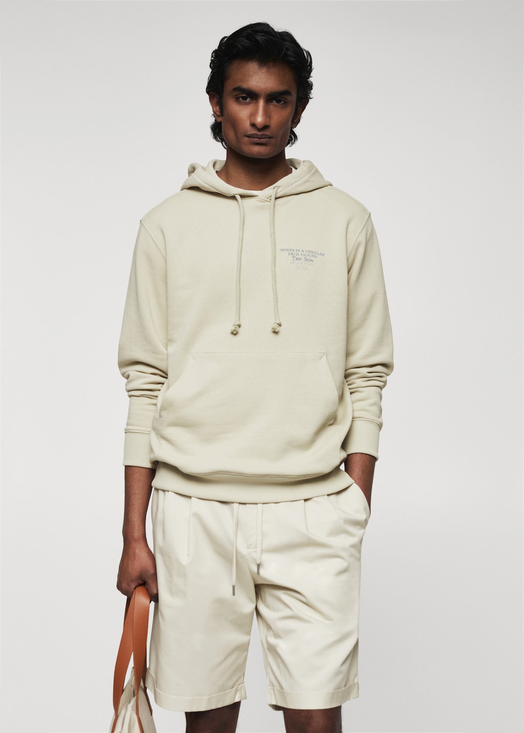 100 cotton hooded sweatshirt text Men MANGO OUTLET Greece