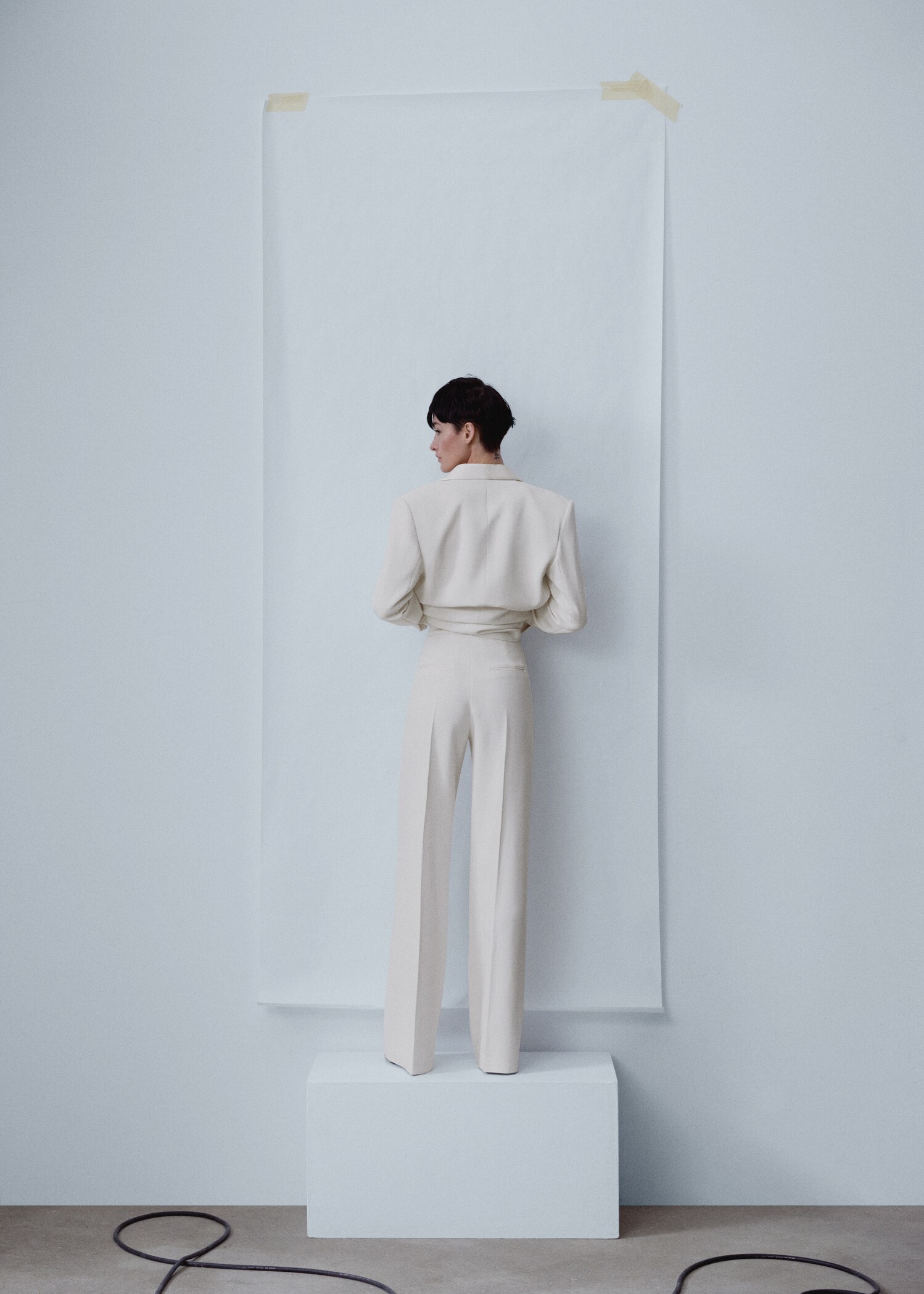 Palazzo suit pants with satin details - Reverse of the article