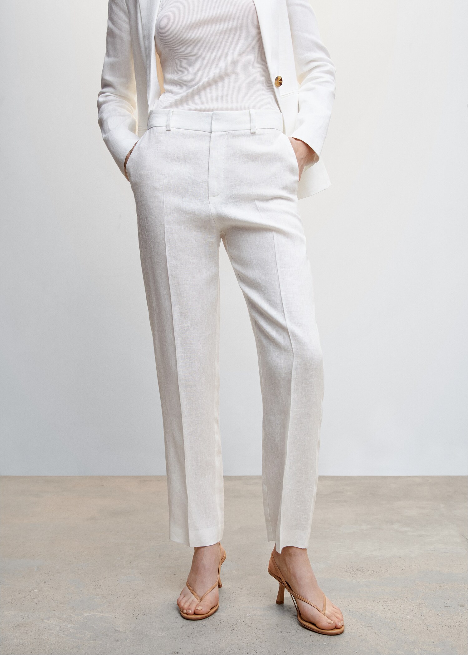 100% linen suit trousers - Medium plane