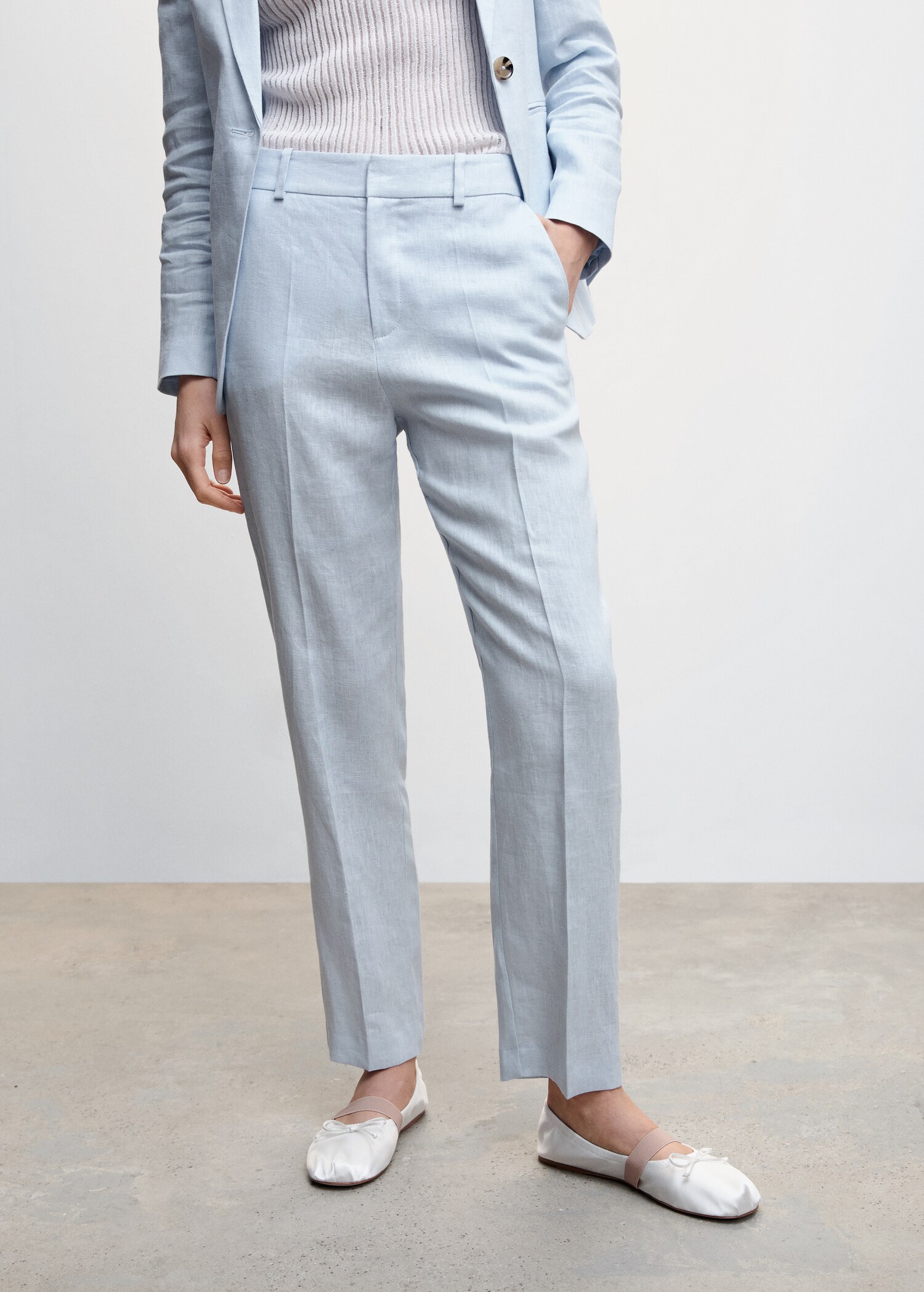 100% linen suit trousers - Medium plane