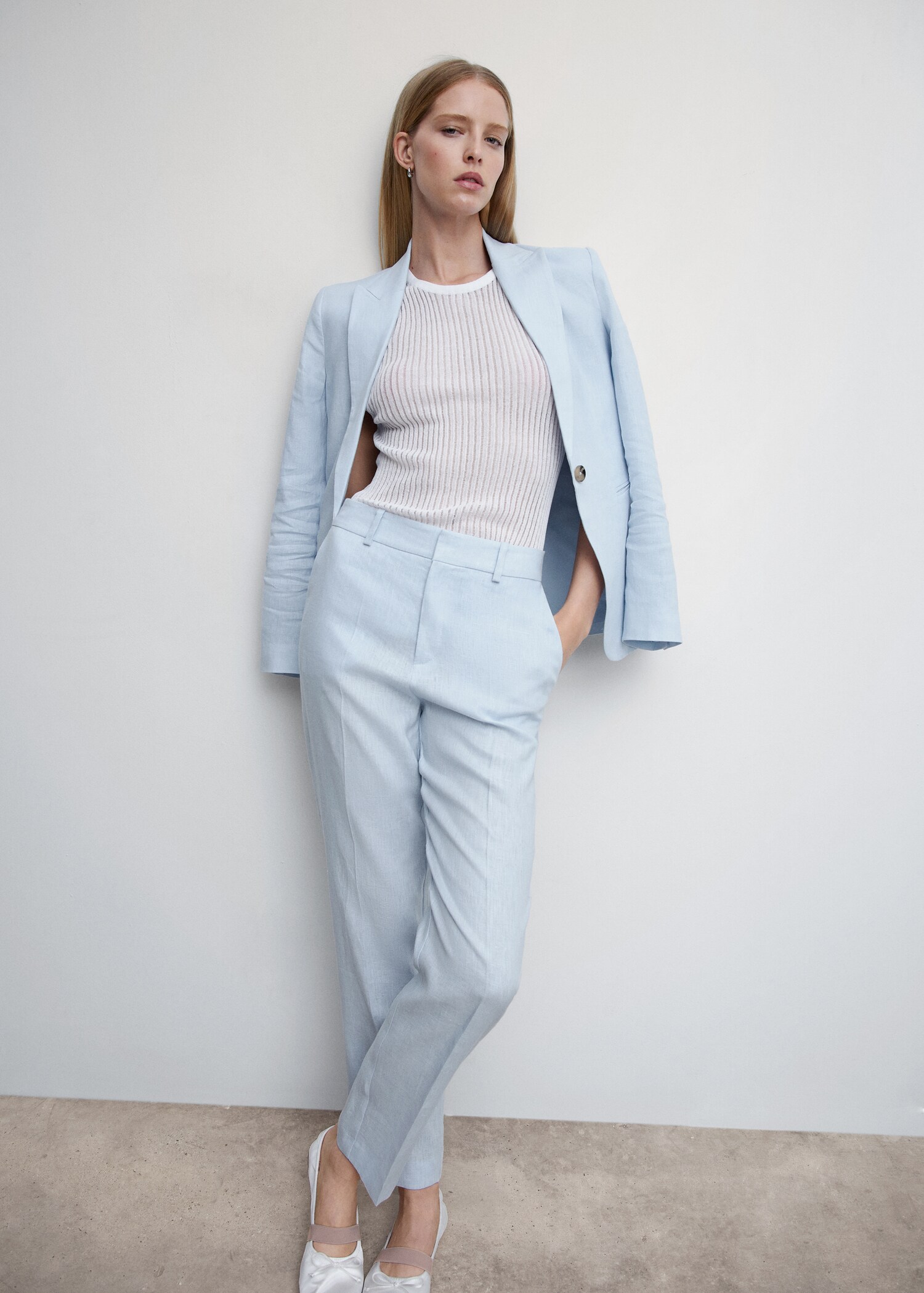 100% linen suit trousers - Details of the article 2