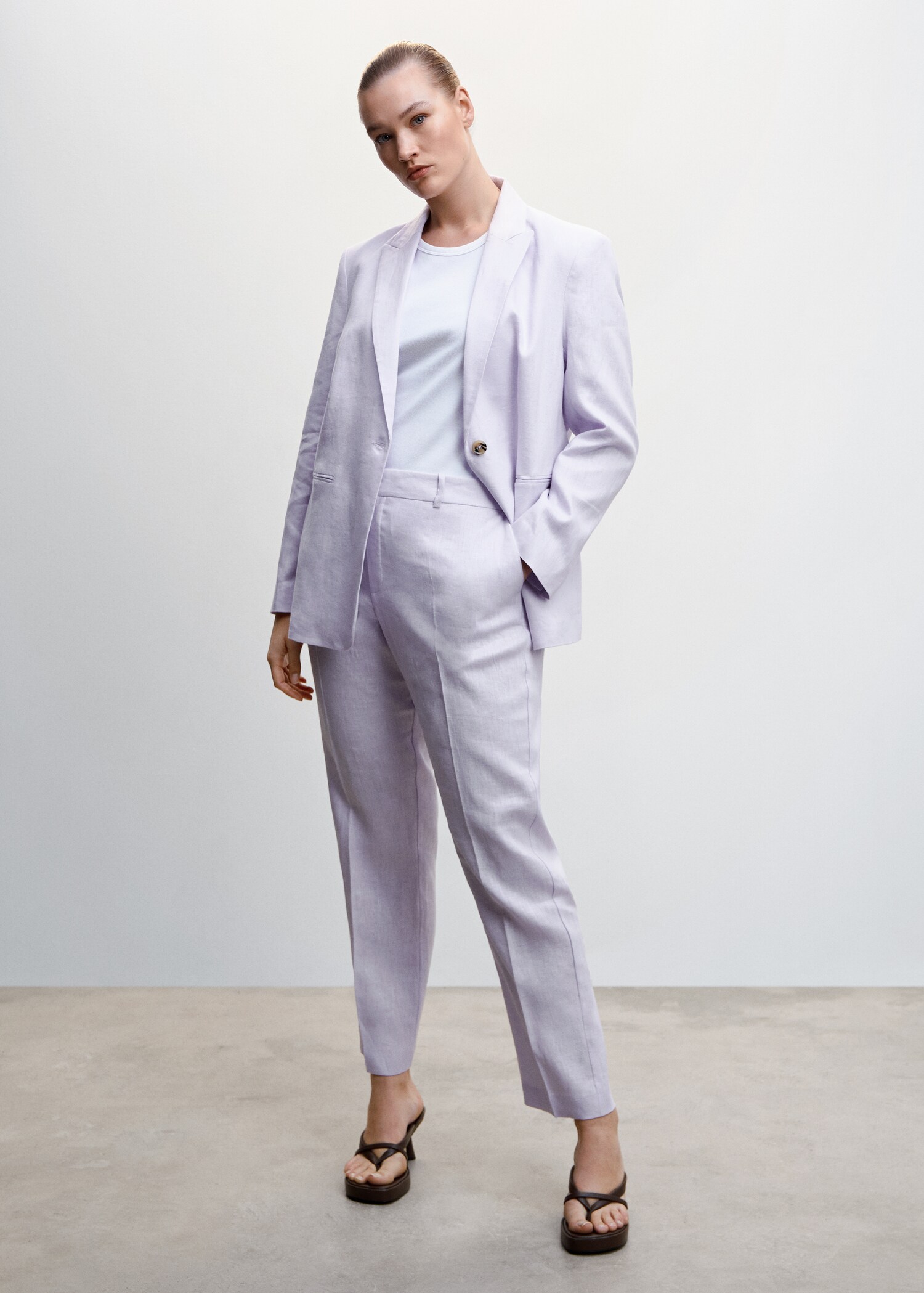 100% linen suit trousers - Details of the article 3
