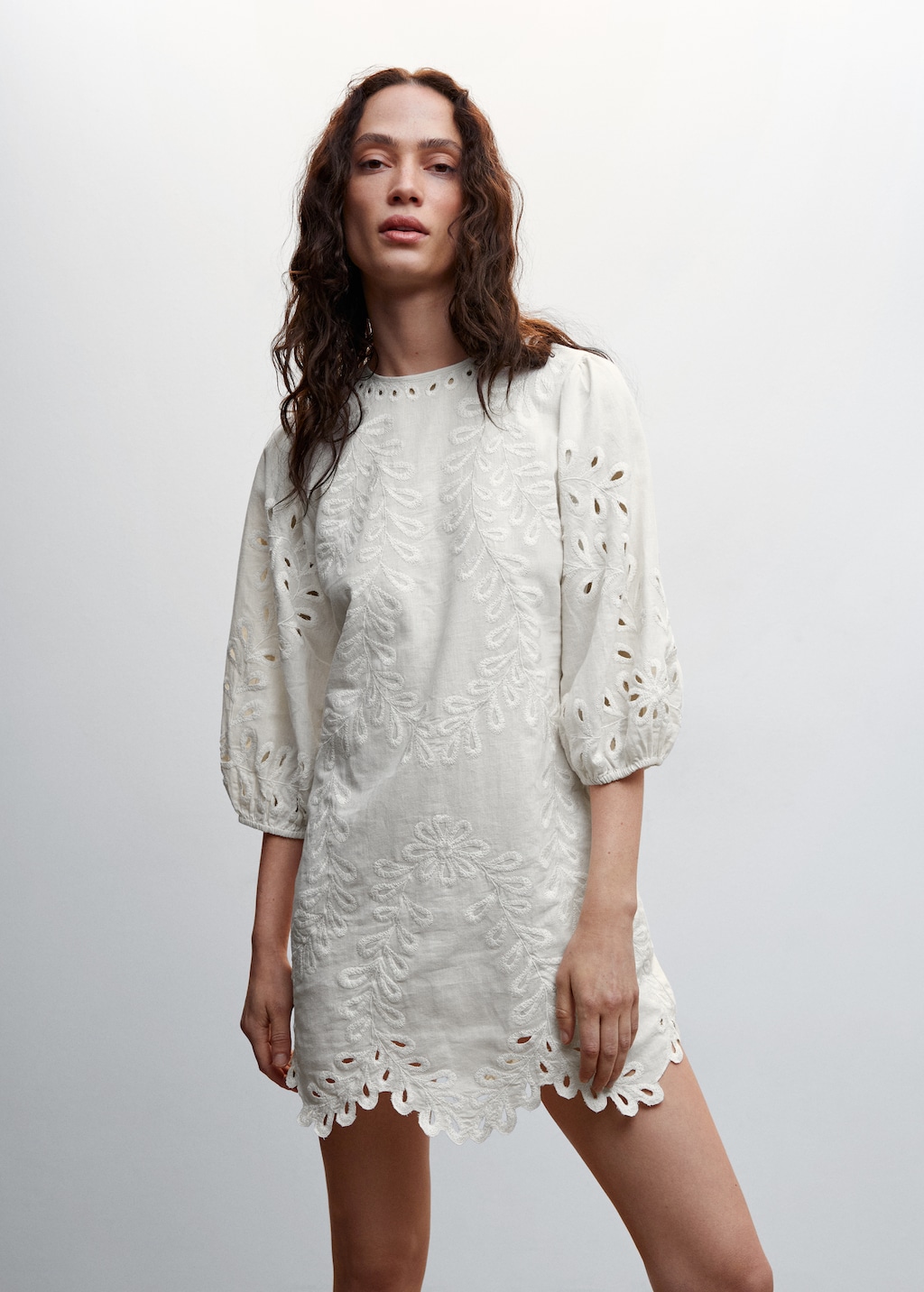 Mango ruffled linen dress online
