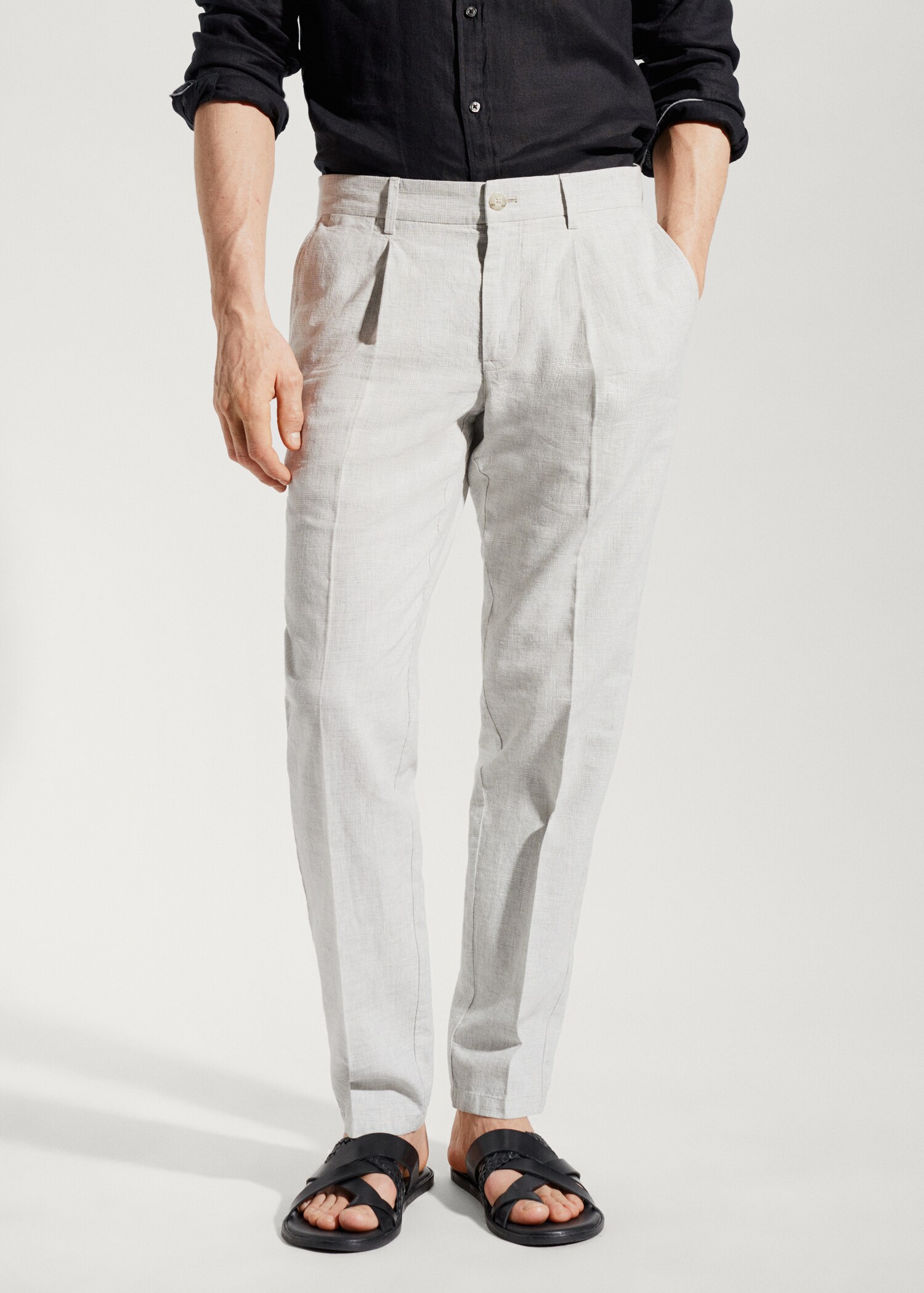 Prince of Wales check linen-blend trousers - Medium plane