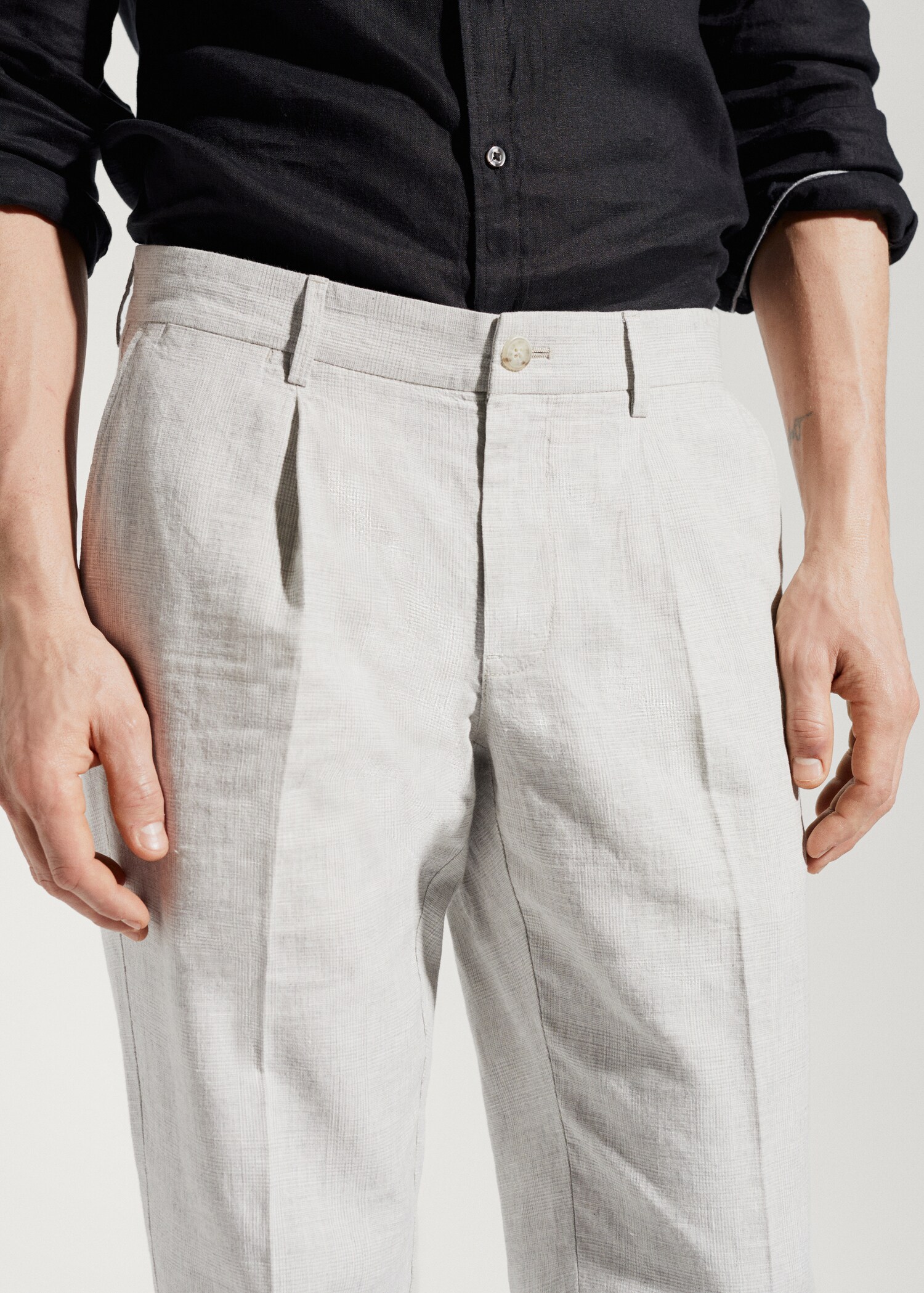 Prince of Wales check linen-blend trousers - Details of the article 1