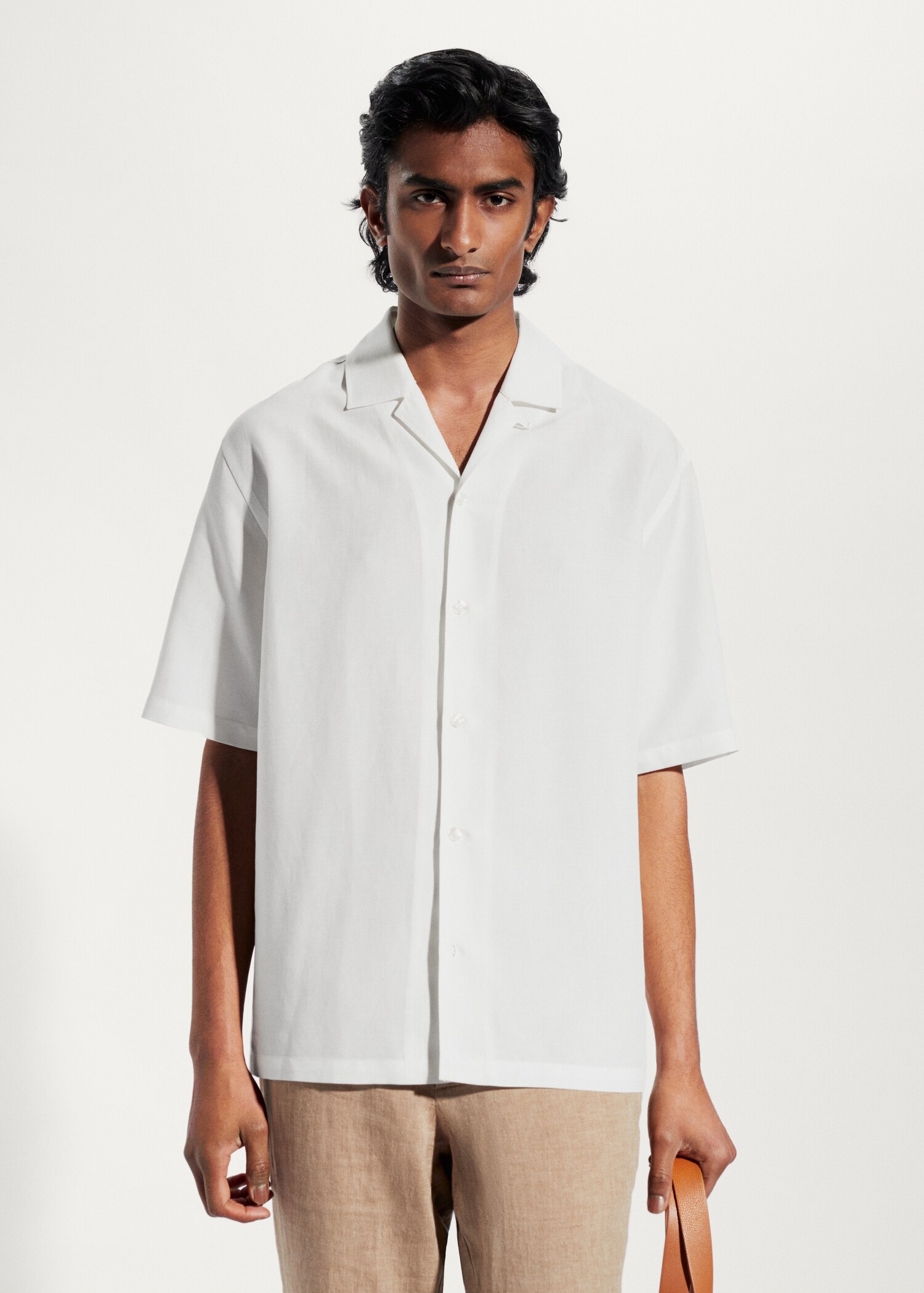 Camisa regular fit lino bowling - Plano medio