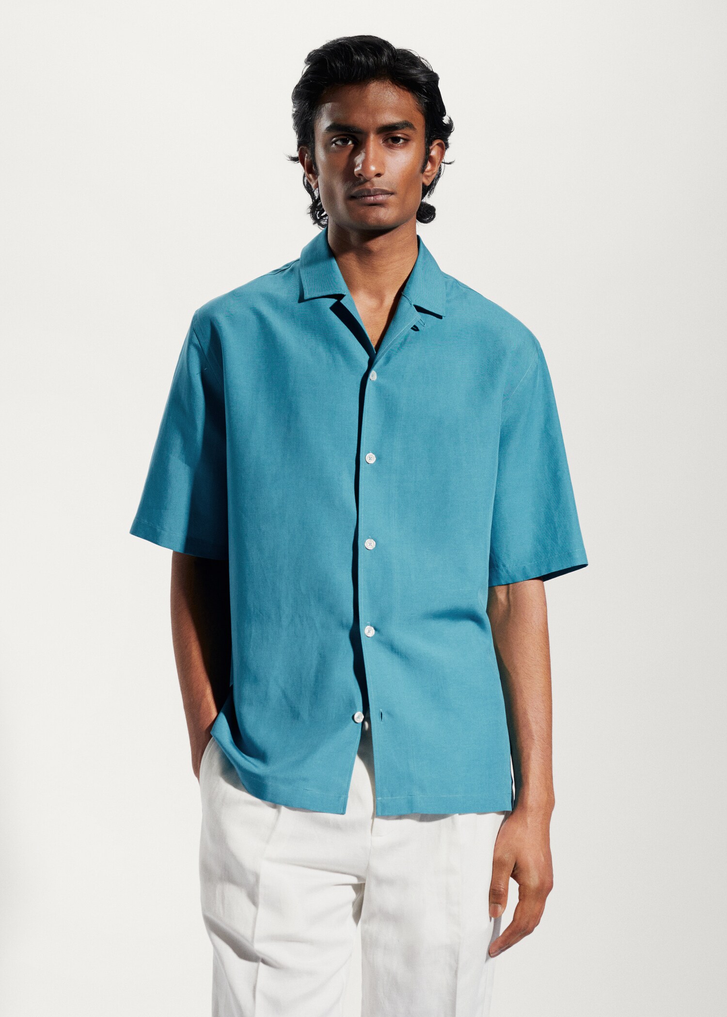 Camisa regular fit lino bowling - Plano medio
