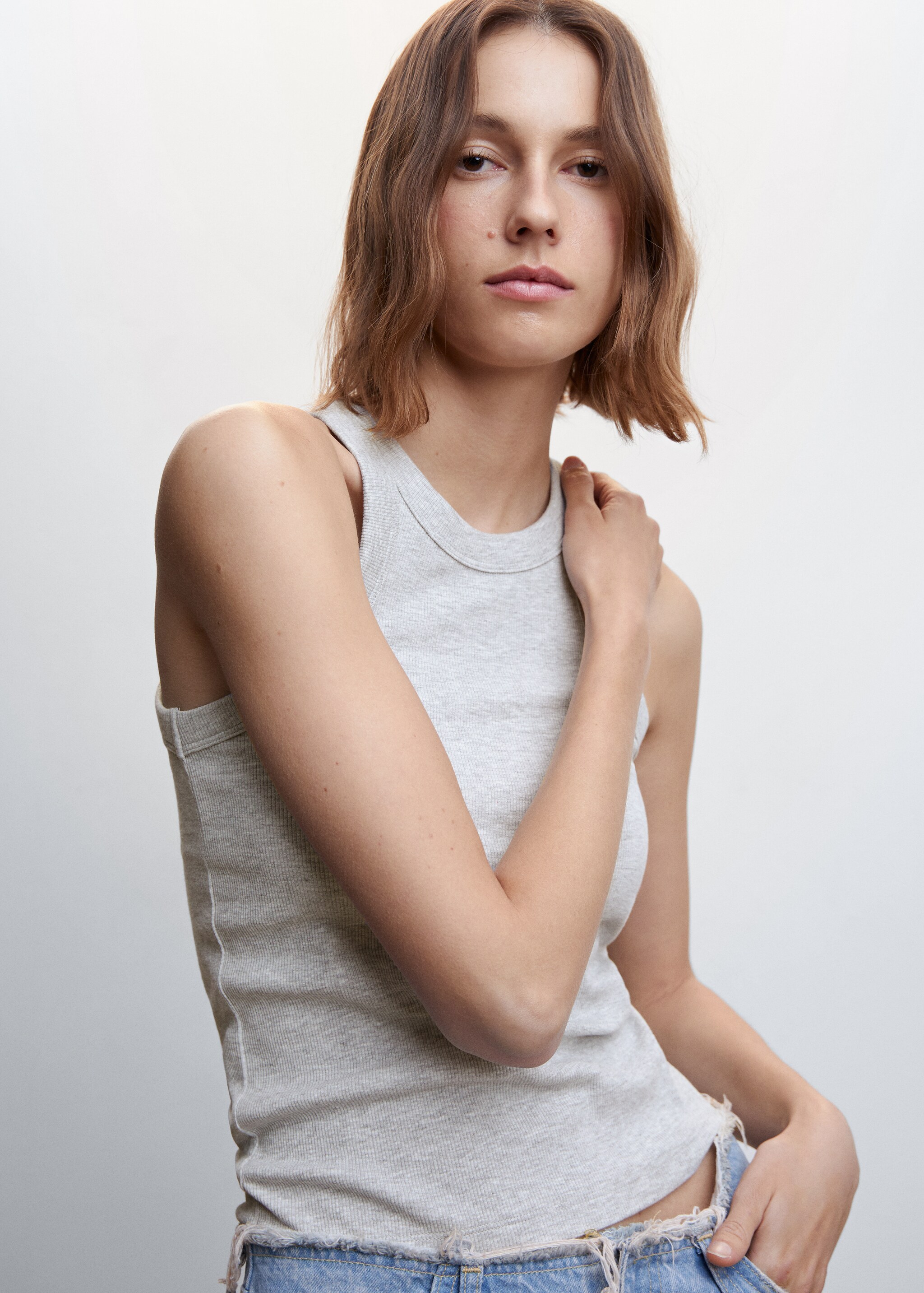 Ribbed cotton-blend top - Details of the article 1