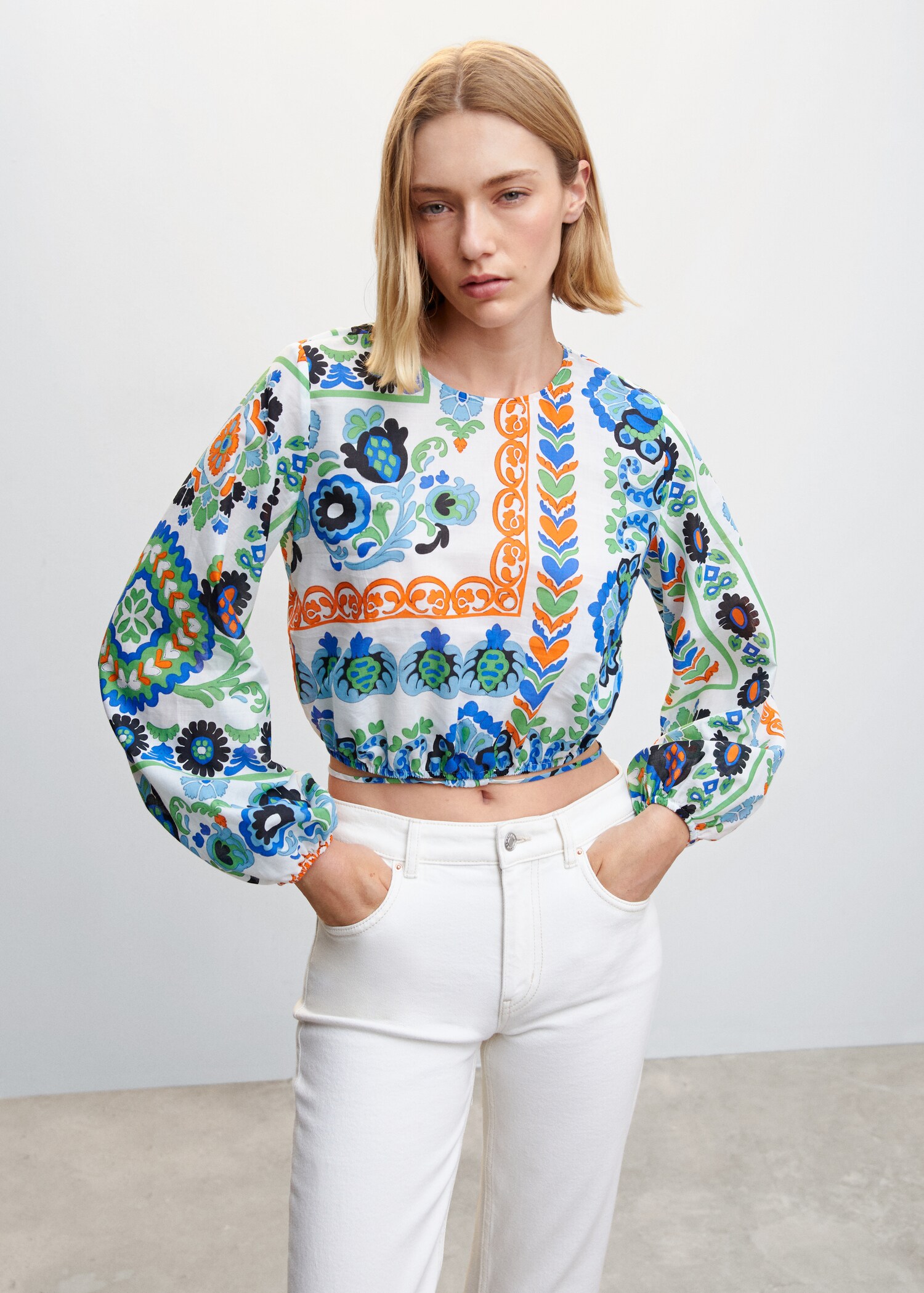 Printed puff sleeve blouse - Medium plane