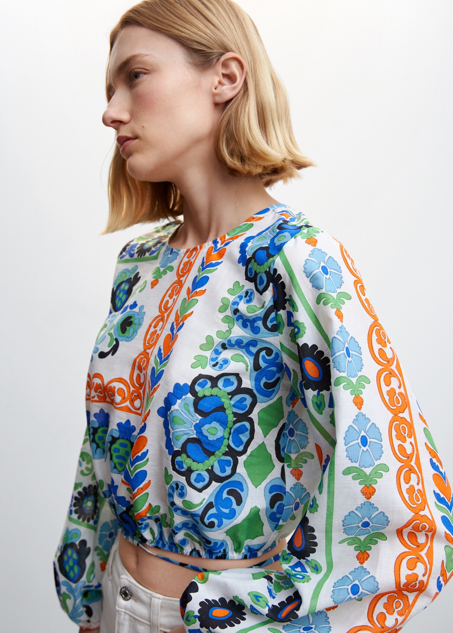 Printed puff sleeve blouse - Details of the article 1