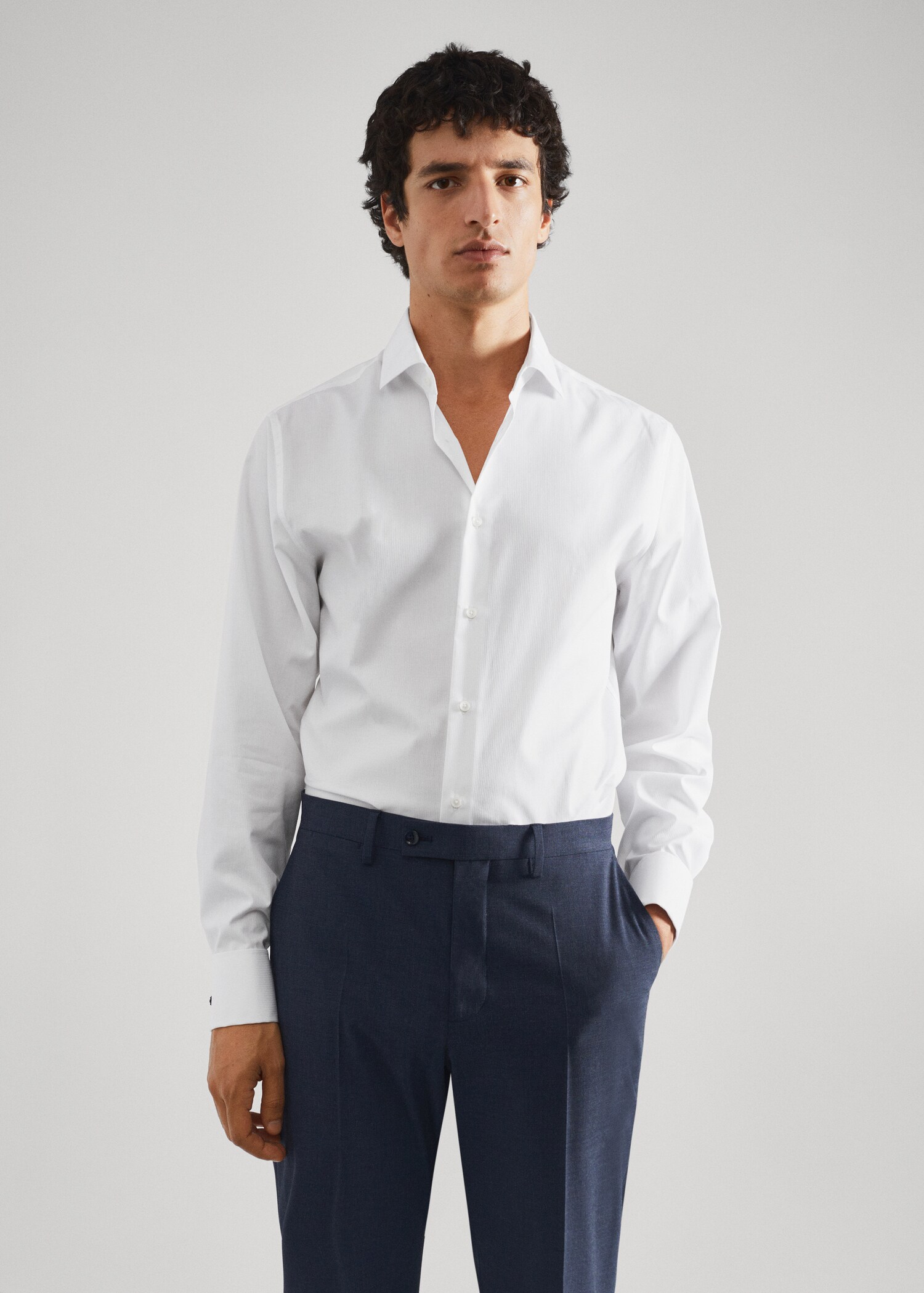 Regular-fit suit shirt with cufflinks - Medium plane