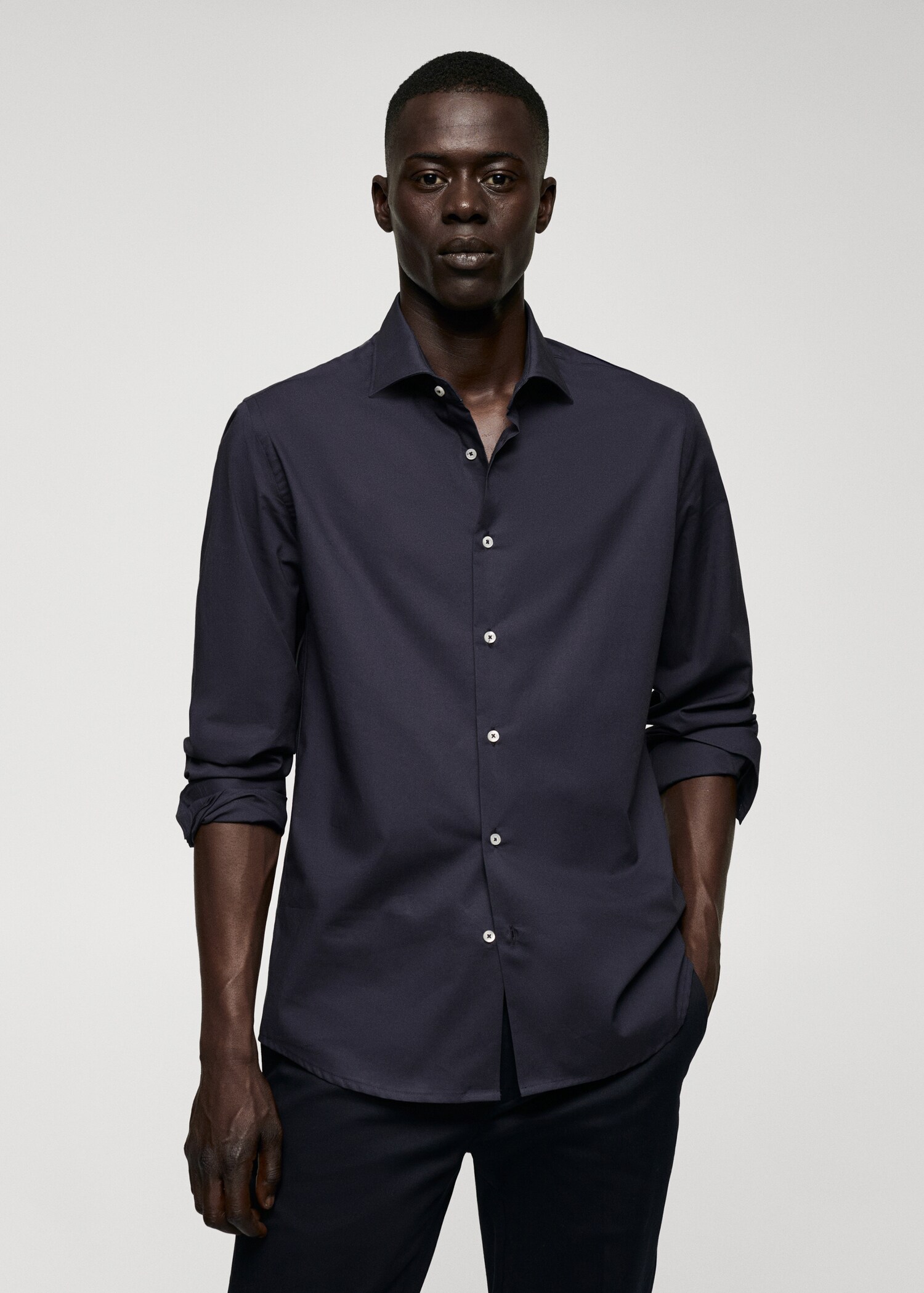 Slim fit stretch cotton shirt - Medium plane
