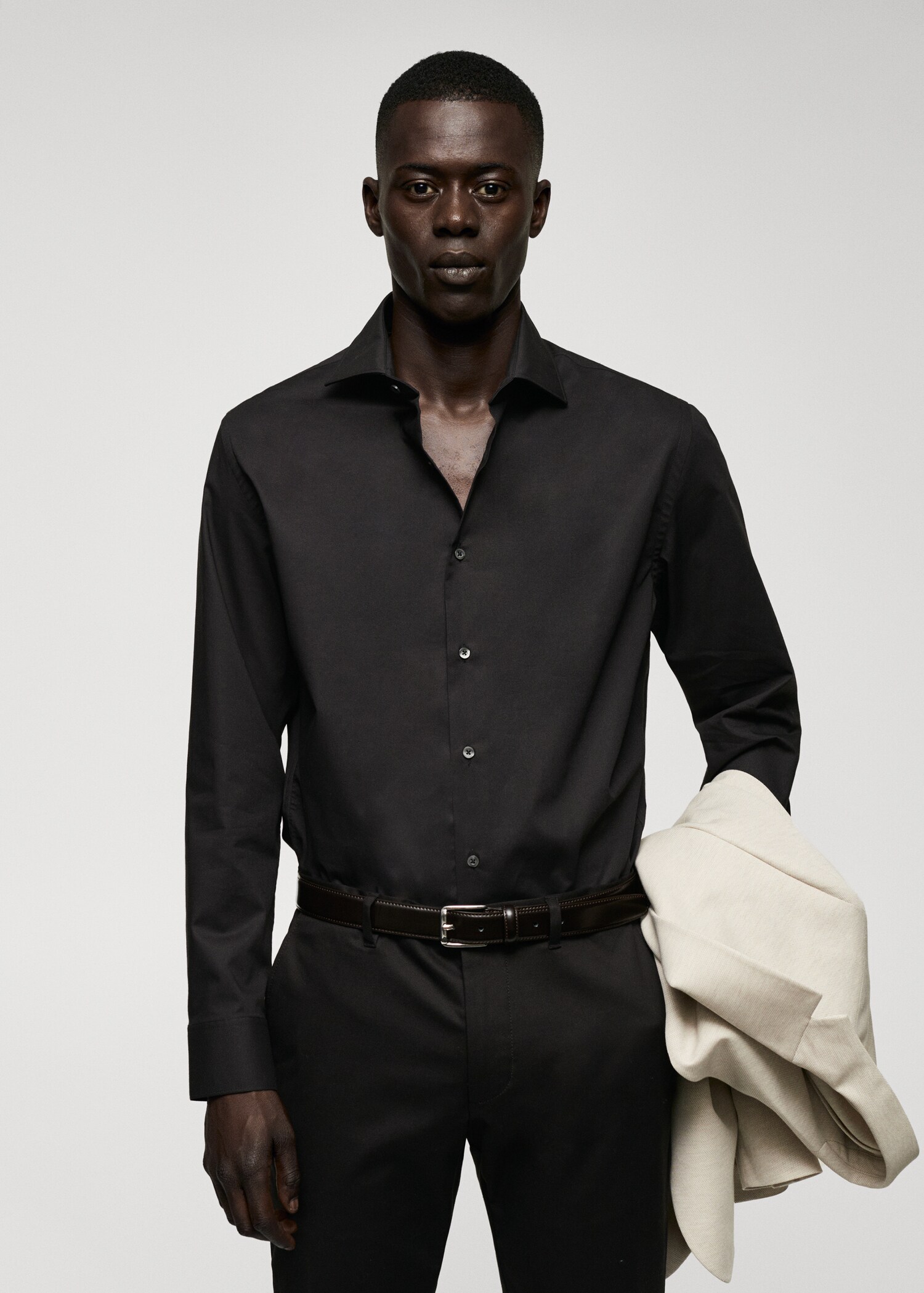 Slim fit stretch cotton shirt - Medium plane